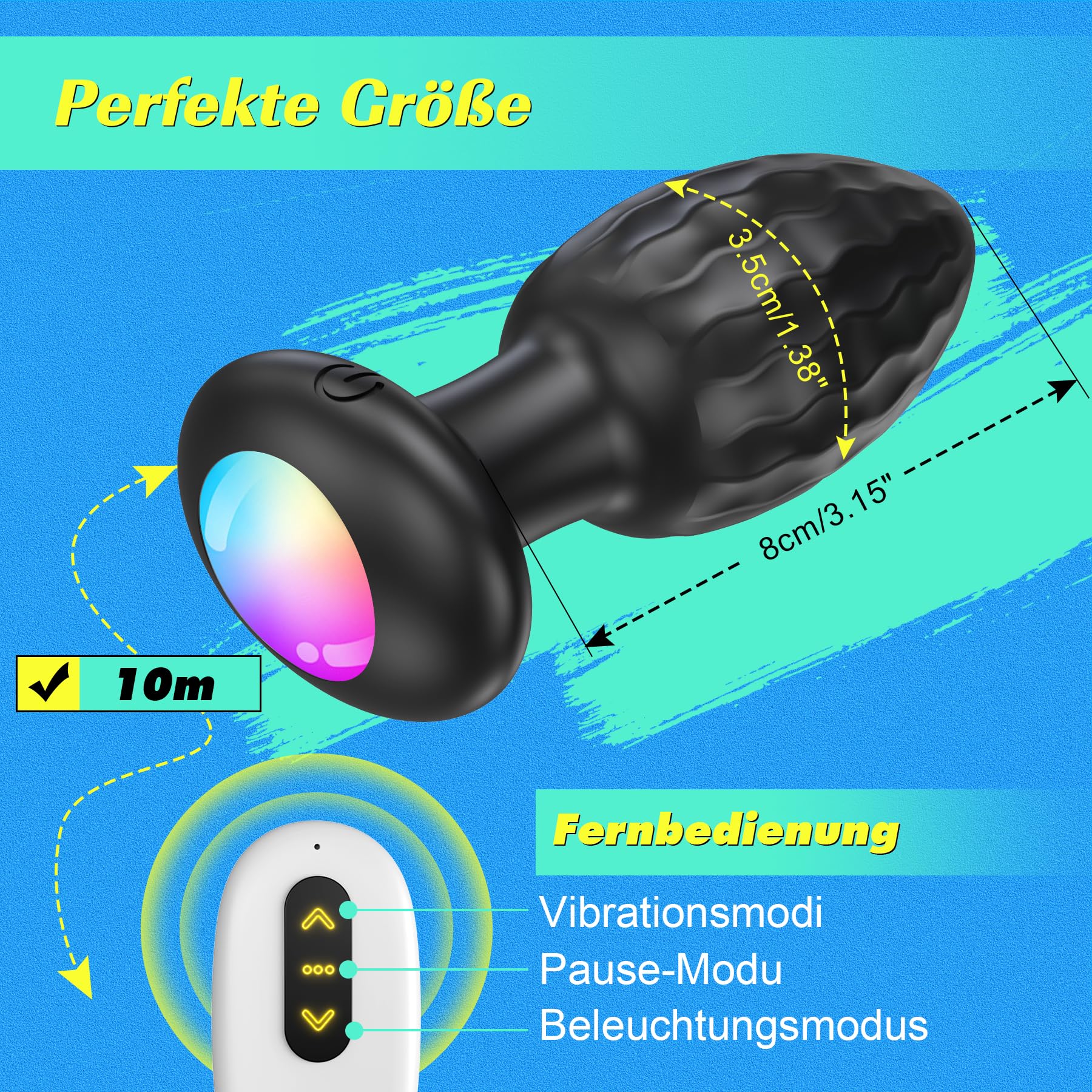 Anal Plug Vibratore Butt Plug per donne uomini - Vibrazione anale per donne Vibratori anali con LED, Butt Plug Stimolazione della prostata Uomini Giocattoli del sesso Solo