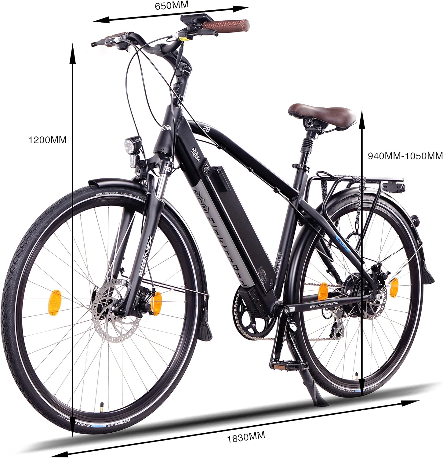 NCM Venice, Bicicletta elettrica da città, 250W, Batteria 48V 13AH, 624WH,  28'' Nero : Sport e tempo libero