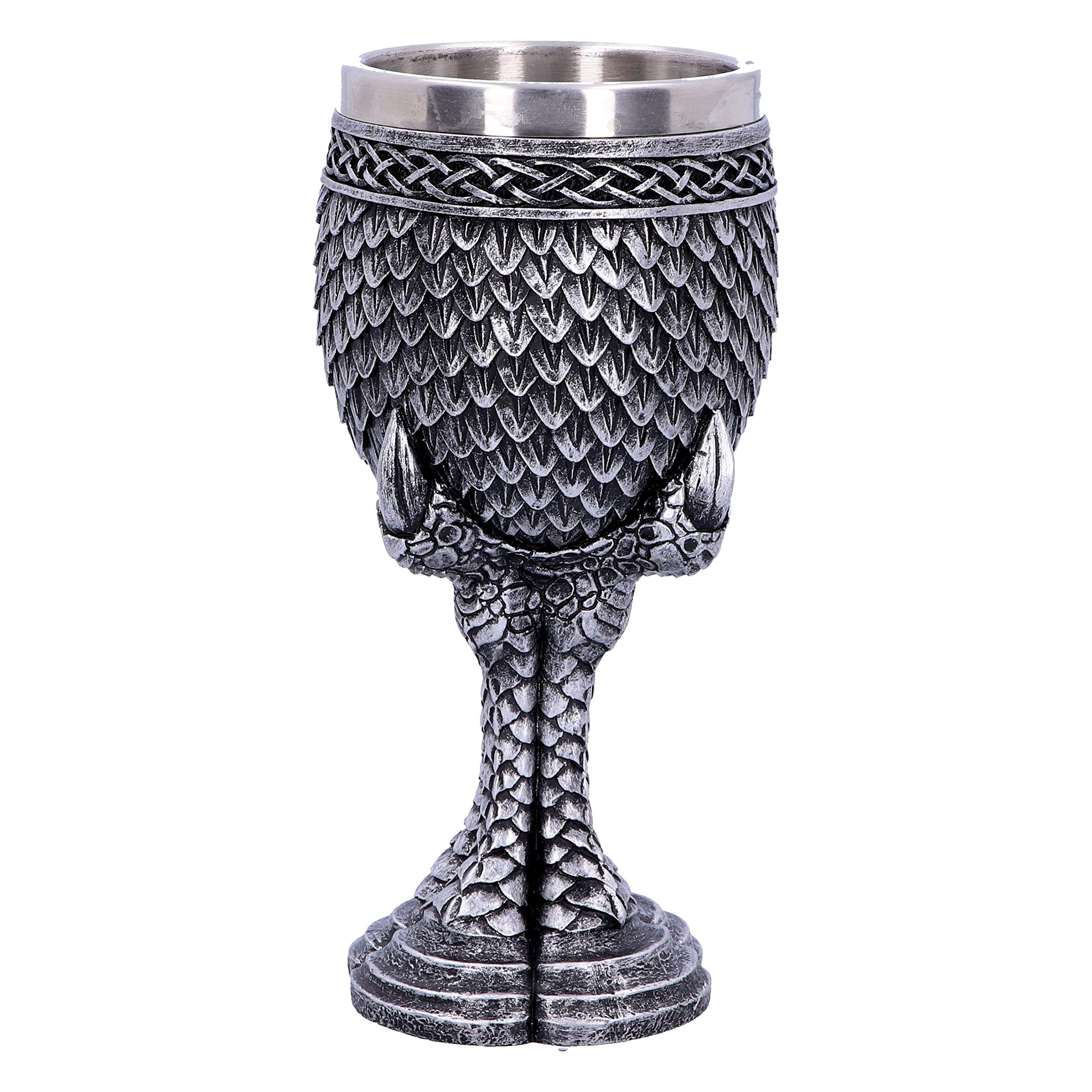 Calice Drago In Resina Con Artiglio - 16,7 Cm Con Inserti Acciaio Inox Lavabile | Design Gotico Fantasy - Foto 4