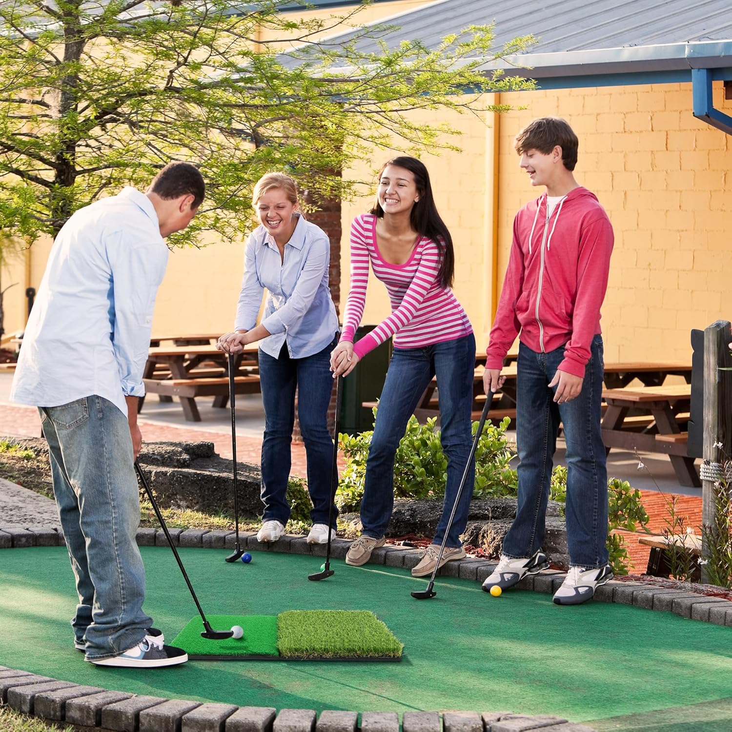 Wind Shear Golf Hitting Mat,Dual-Turf and Tri-Turf Portable & Foldable Golf Mat,Artificial Turf Golf Training Aids for Hitting,Swing & Putting-Ideal Golf Practice Mat for Indoor/Outdoor Use