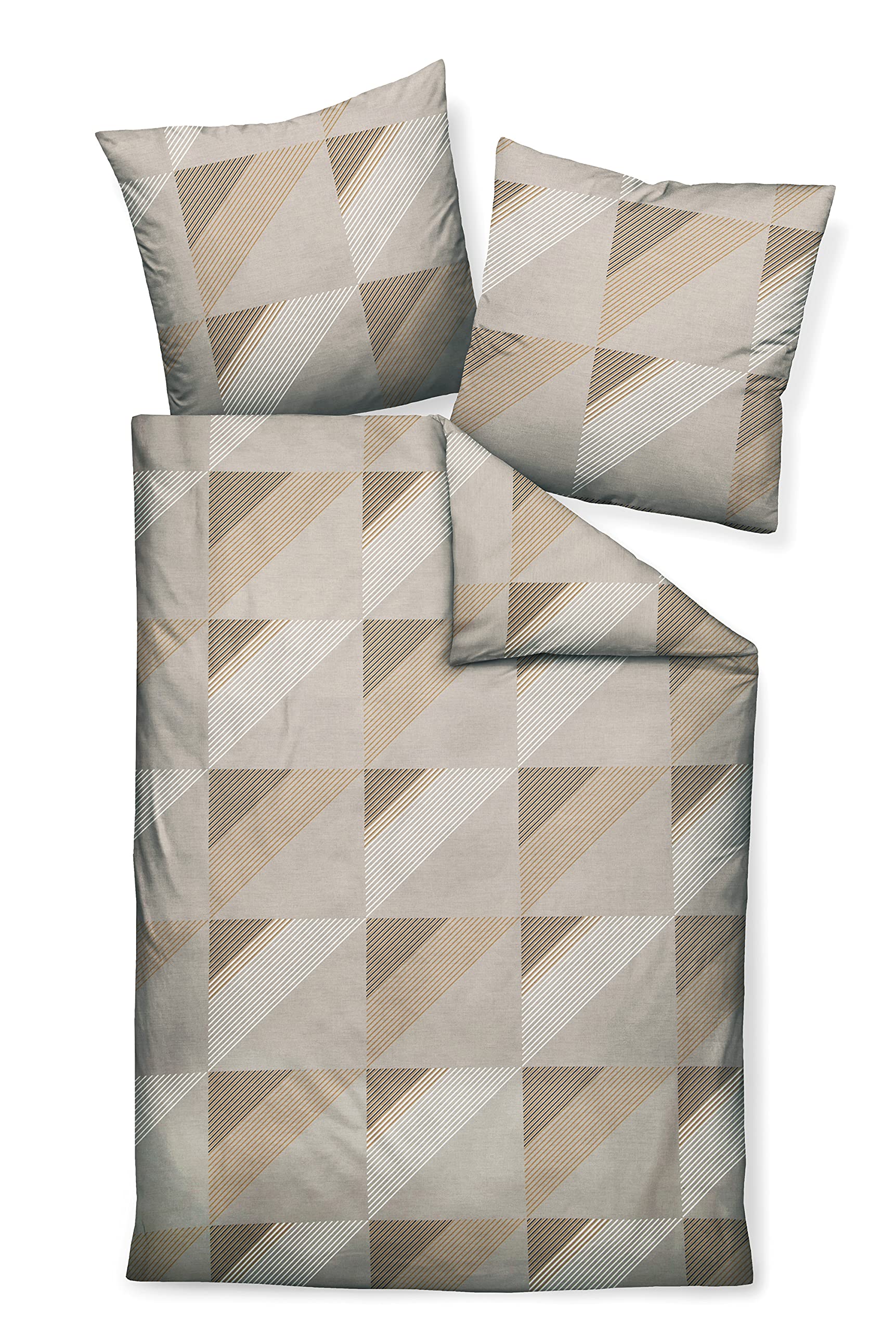 Pościel z mako-satyny Janine J.D. 155x220 cm + 80x80 cm taupe