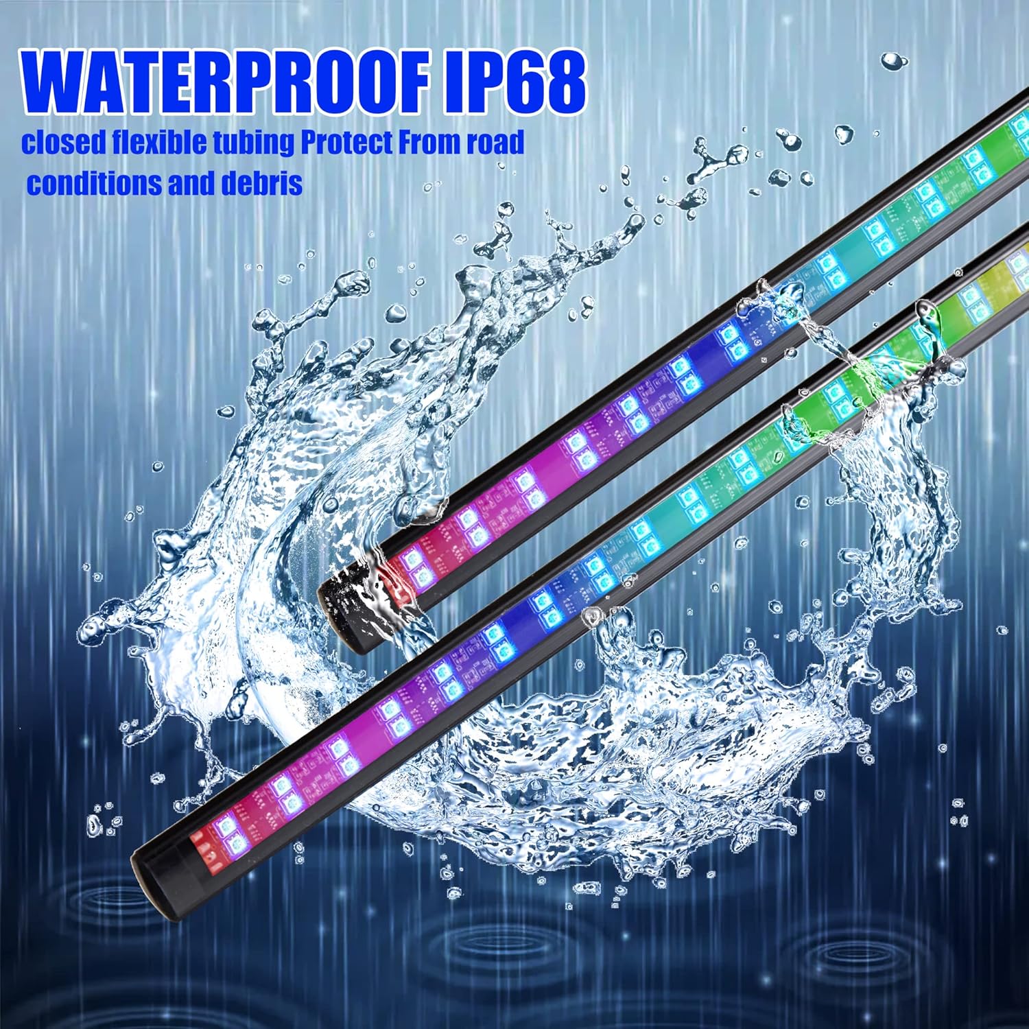 Nicoko Double Row 2x4ft +2x6.5ft RGB LED Car Underglow Exterior Light and Interior Bluetooth Lights Kits,4PCS Neon Ambient Lighting Strip, w/ APP Control & Wireless Remote for Cars Vehicle Truck : Automotive