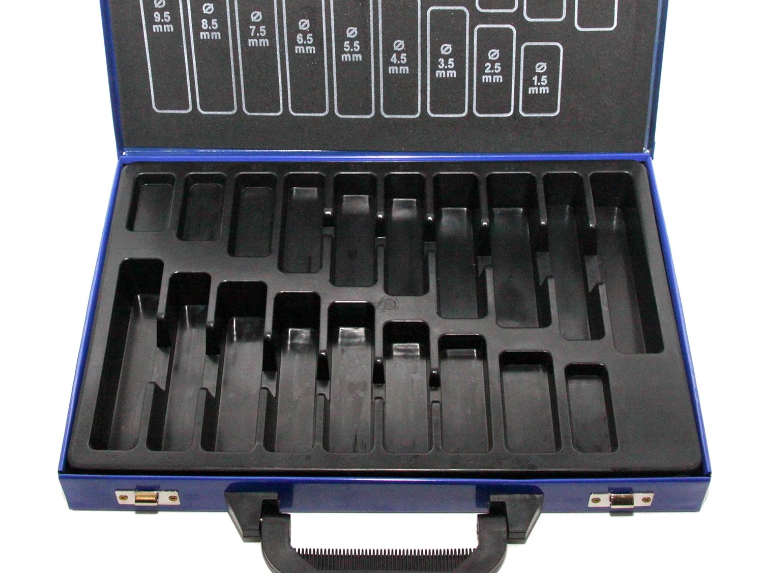 Empty Box for Drill Set 1-10 mm - Storage Case / Box with 19 Compartments for Twist Drills / Metal Drill - for 170 Piece Set - Robust Case with Handle - Metal Case - PeTools