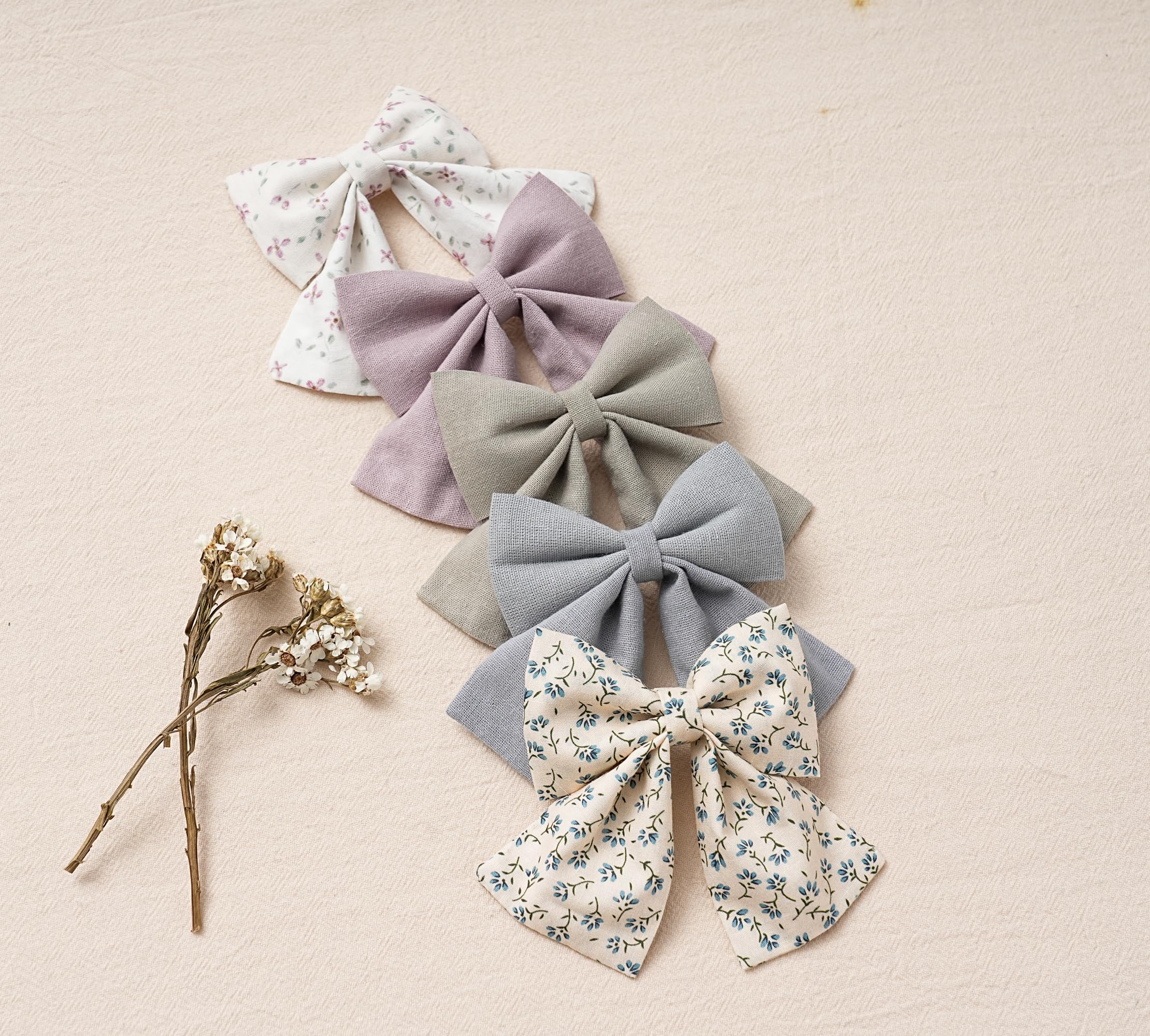 Lazos para el pelo con pinzas para el pelo para niñas y bebés, hechos a mano con estampado de flores de 5 pulgadas, lazos grandes, accesorios para el cabello, regalos para niños escolares