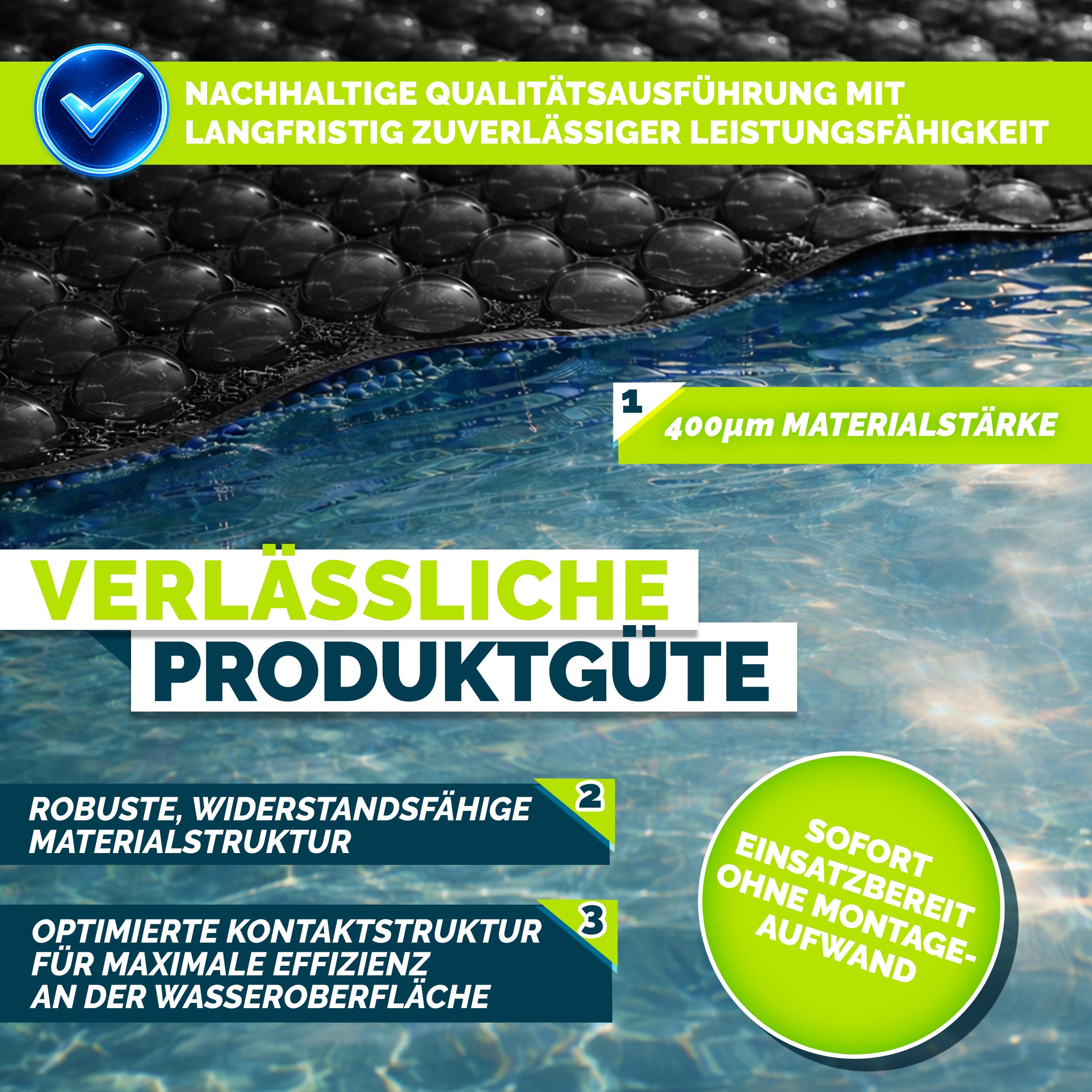 Tillvex Premium Pool Solarplane 400 µm Rund Ø 366 cm Solarfolie Wärmeplane zuschneidbar Solarabdeckung Poolheizung