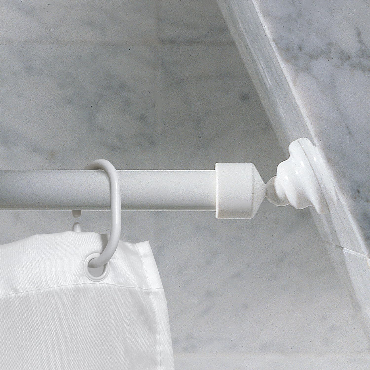 Spirella Wallquick Plastic Shower Curtain Rail Holder Magic Rails on Angled Walls, 20 mm, 1 Bracket, White