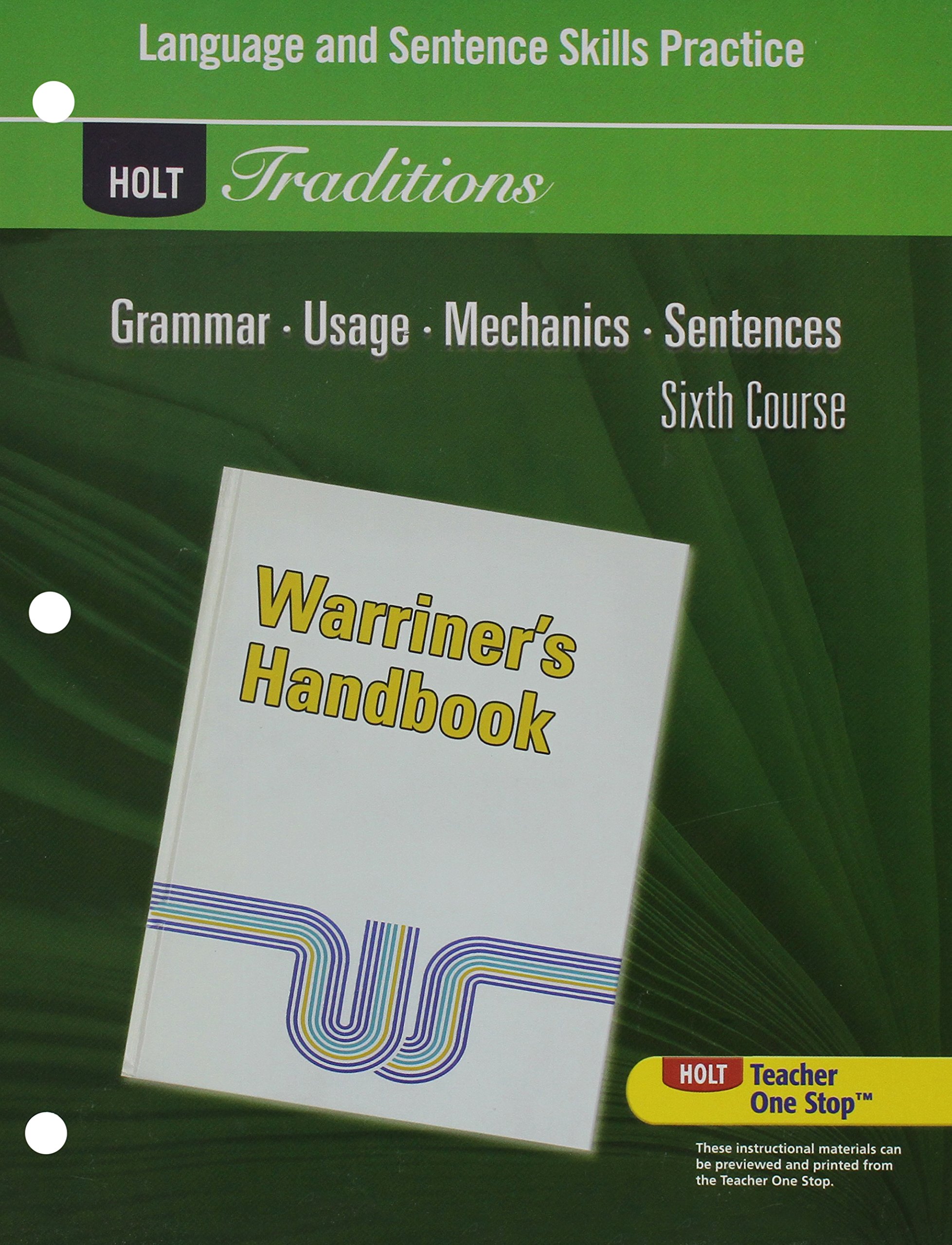 Language and Sentence Skills Practice for Warriner's Handbook, 6th Course (Holt Traditions) Paperback – January 1, 2008