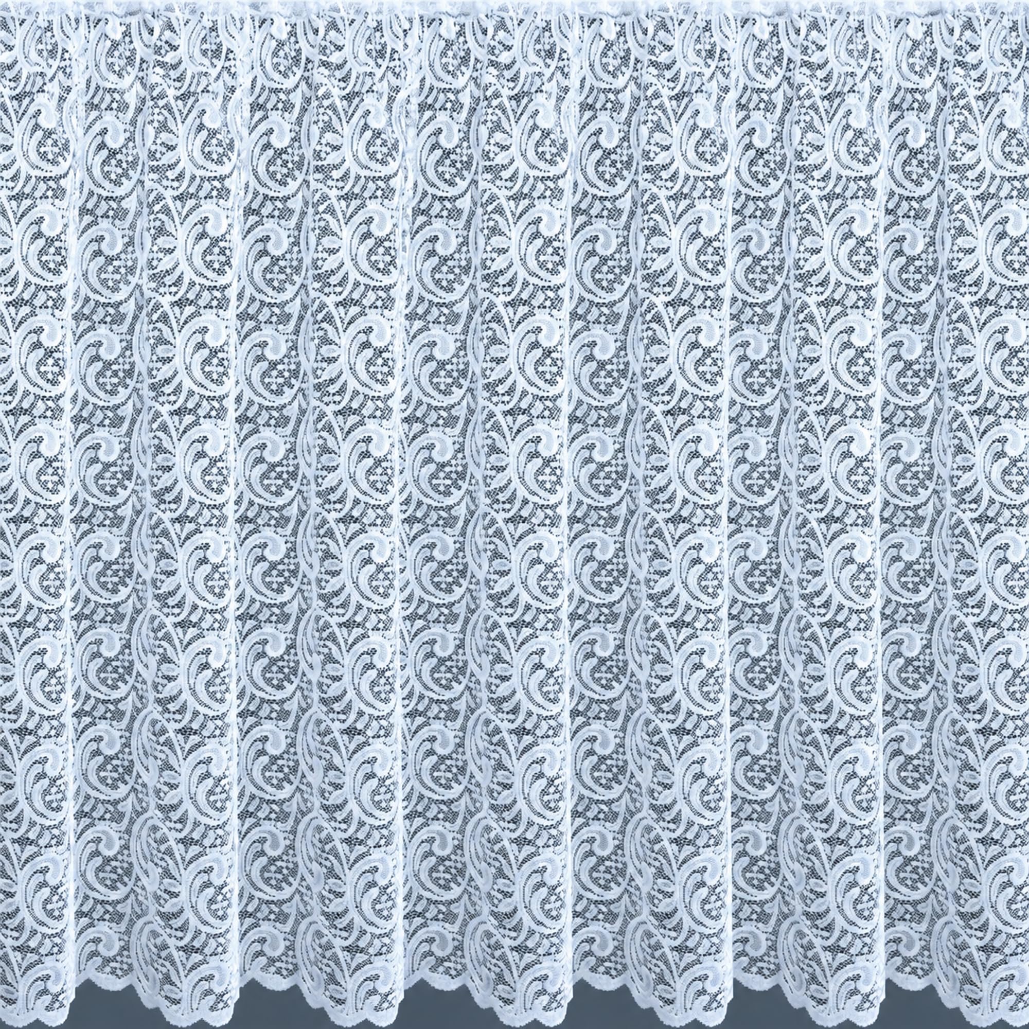 Myleene Paisley Net Curtain in White. 63inch (160cm) Drop. Sold By The Metre. by Kelly's Soft Furnshings