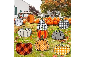 Bucherry 10 Pcs Fall Yard Stakes Pumpkin Yard Signs