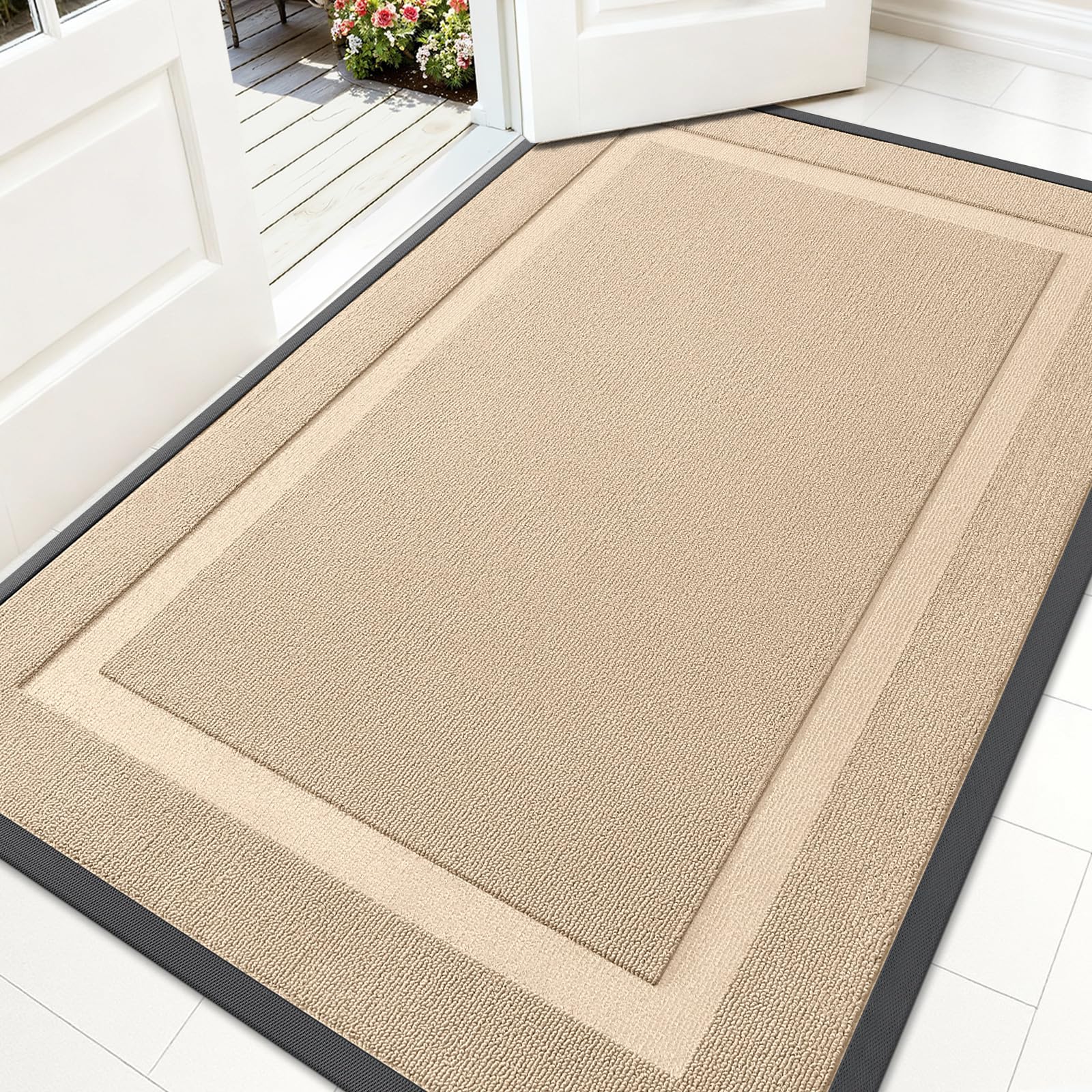 OLANLY Front Door Mat Outside 59x34, All-Season Heavy-Duty Rubber Doormat