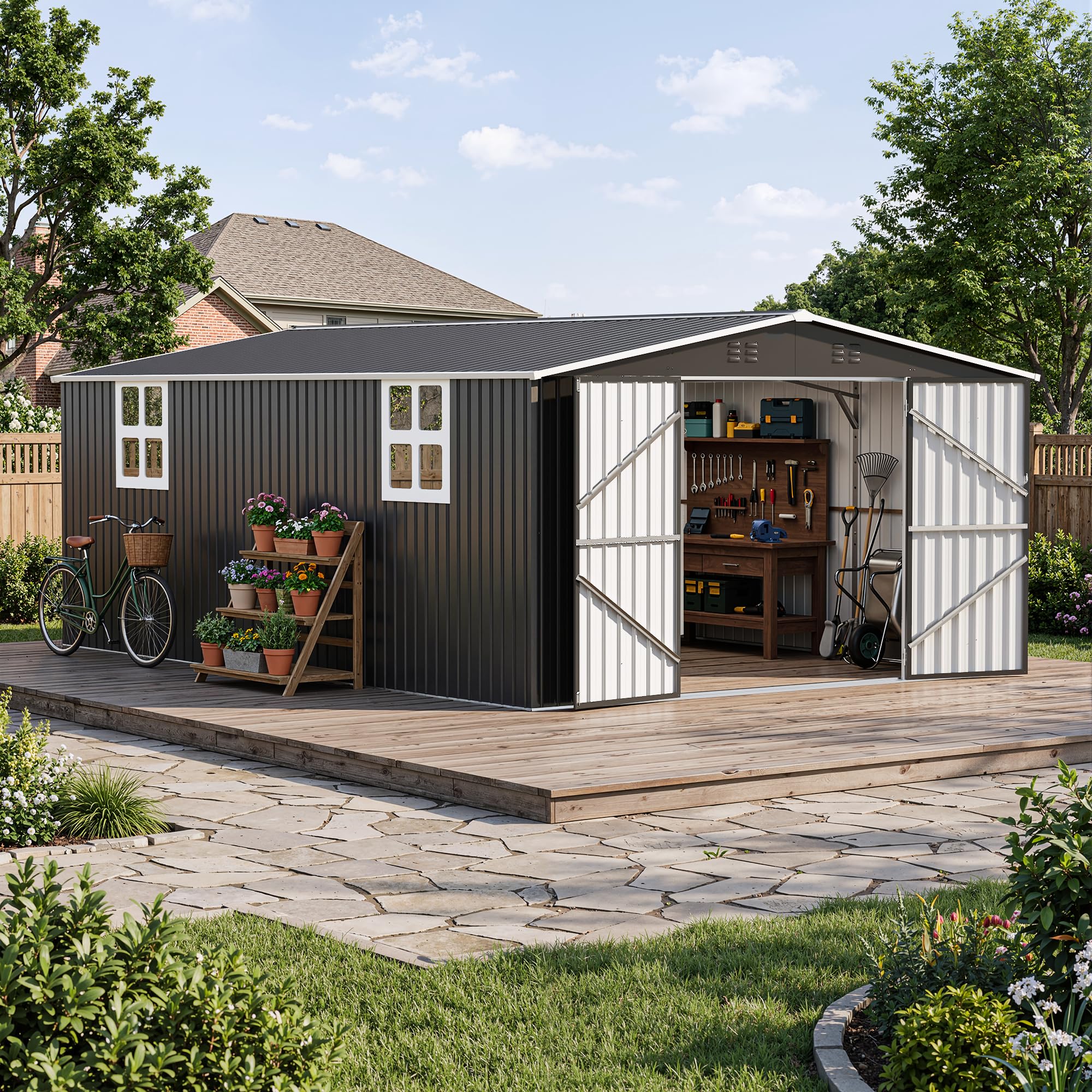 Amazon.com : Polar Aurora 12x18 FT Outdoor Storage Shed, Garden