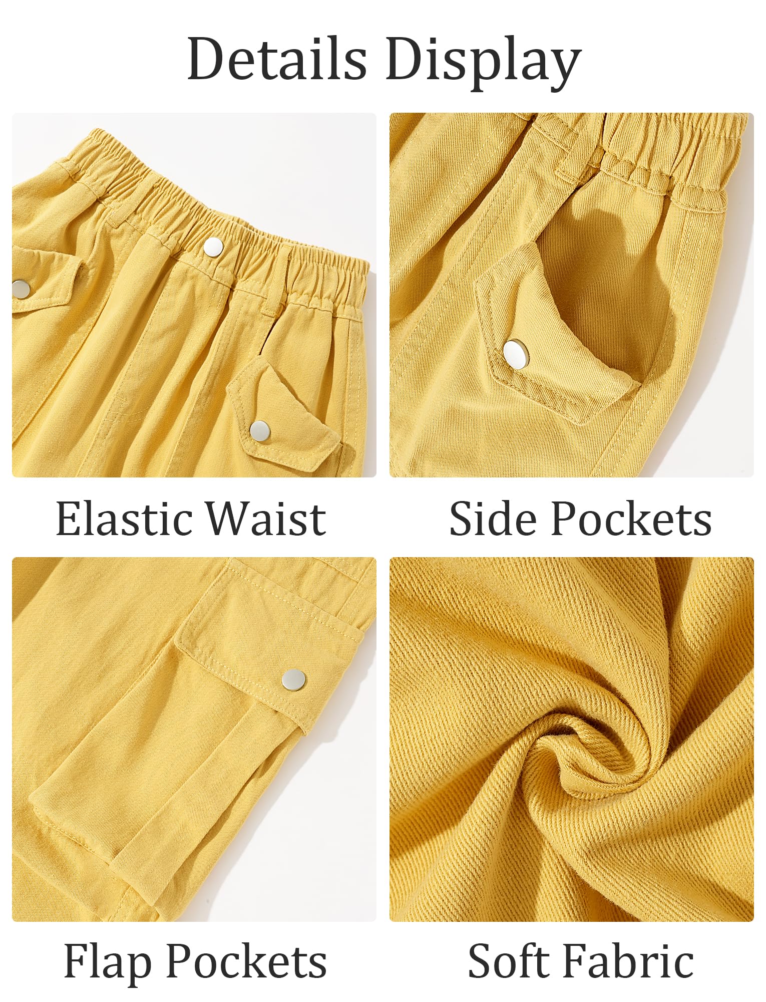SEAUR Pantalones cargo para niña vaqueros holgados Y2K Hip Hop Pantalones multibolsillos Pantalones Cargo Niños Streetwear Pantalones vaqueros con cintura elástica - 120-170 = (EU 110-164)