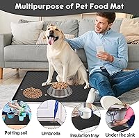 Vista 14 de Tapete de comida para perros y gatos para el piso, tapete para alimentación de perros y agua, bordes elevados para alimentos y gatos, tapete