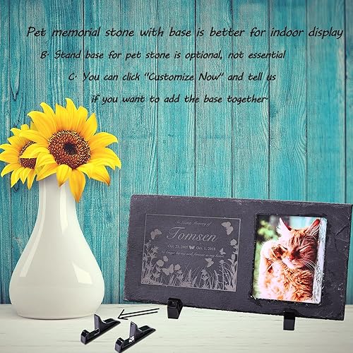 Miniatura 5 de Bivei Piedras conmemorativas personalizadas para mascotas, regalo de piedra conmemorativa negra para jardín, marcador de tumbas para mascotas