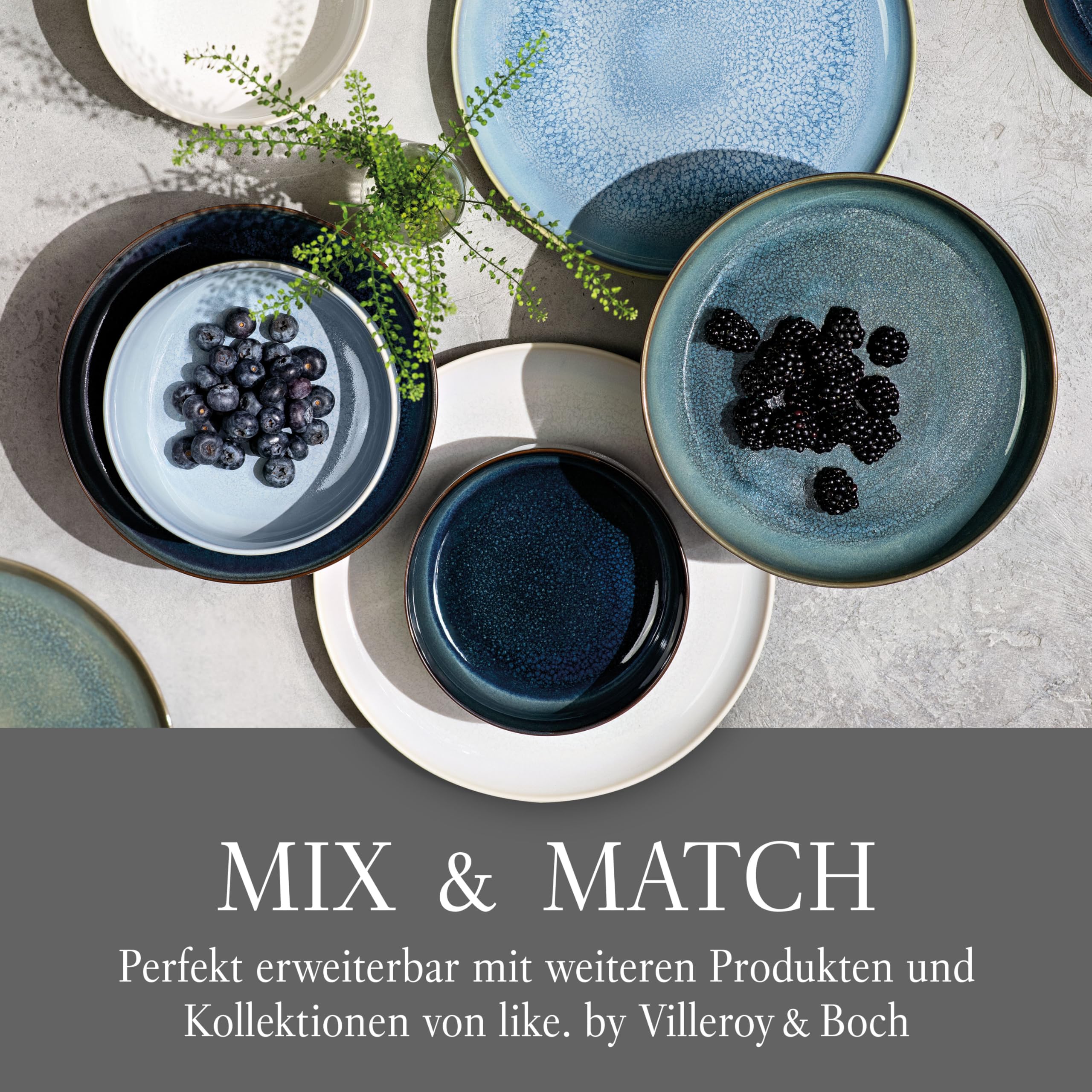 like. by Villeroy & Boch - Crafted Cotton, 6-częściowy zestaw śniadaniowy, można myć w zmywarce, można używać w kuchence mikrofalowej, talerz obiadowy, naczynia ceramiczne, zastawa stołowa