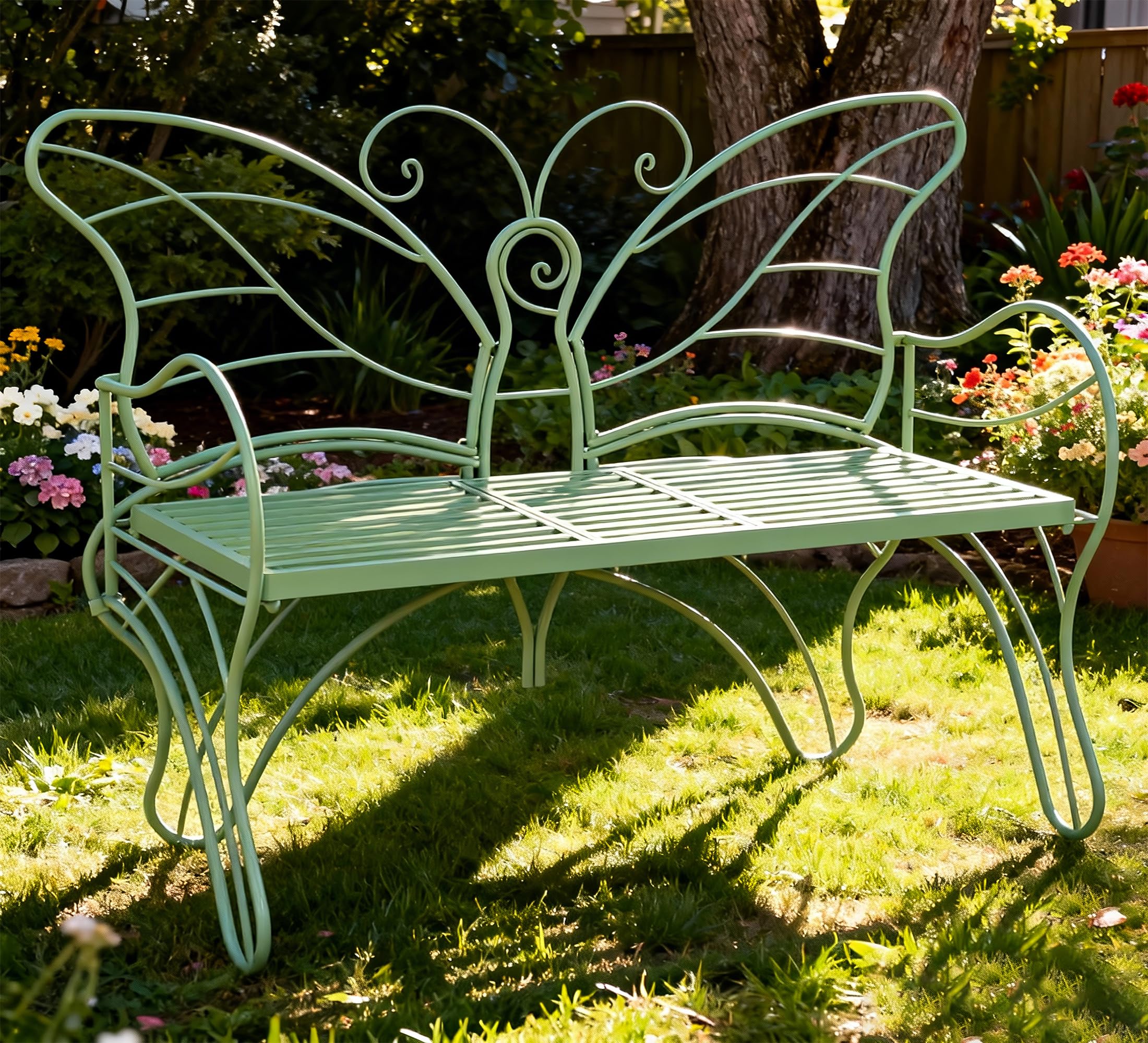 Boweniog Outdoor Bench with Built-in Table Butterfly Bench