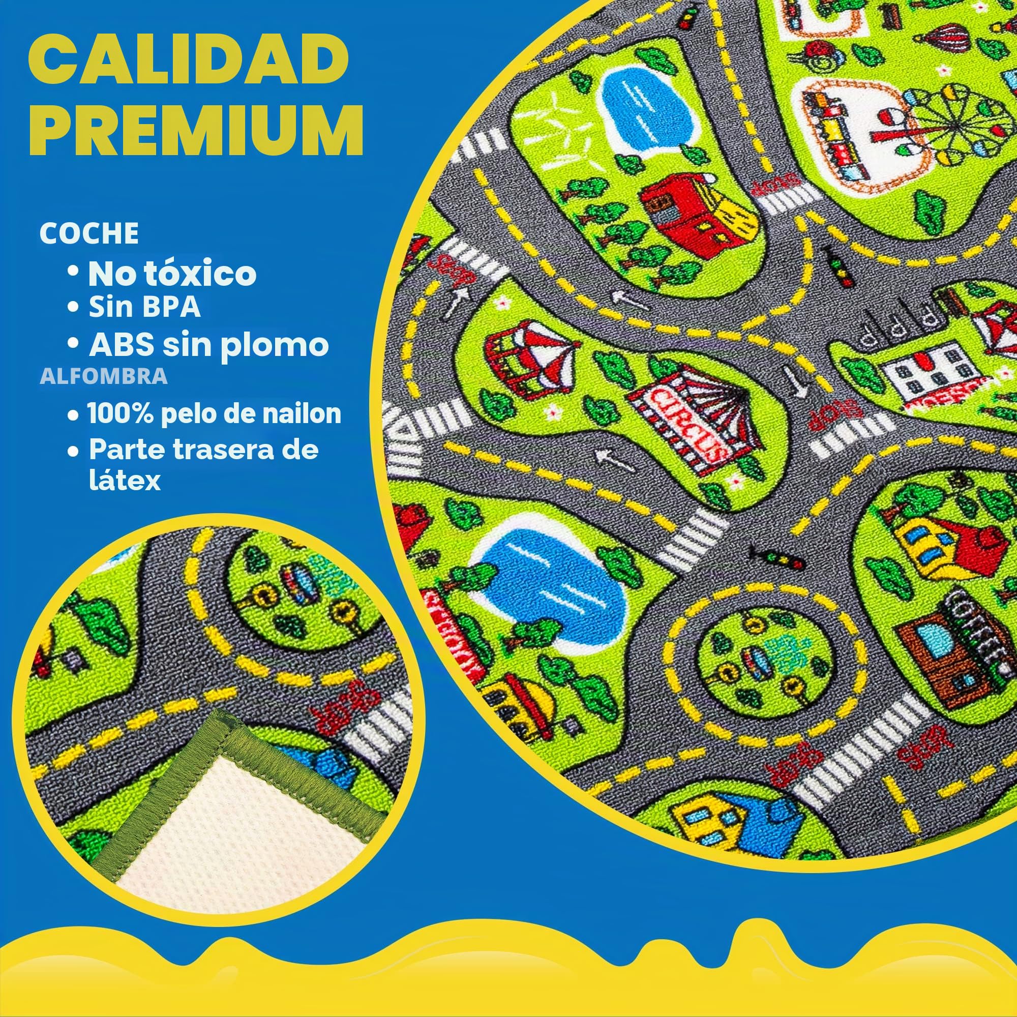 JOYIN - Alfombra de Juego para niños con 12 vehículos retráctiles, Alfombra Duradera para niños, Juego de simulación Urbano, Alfombra con Pista de Coches para niños pequeños