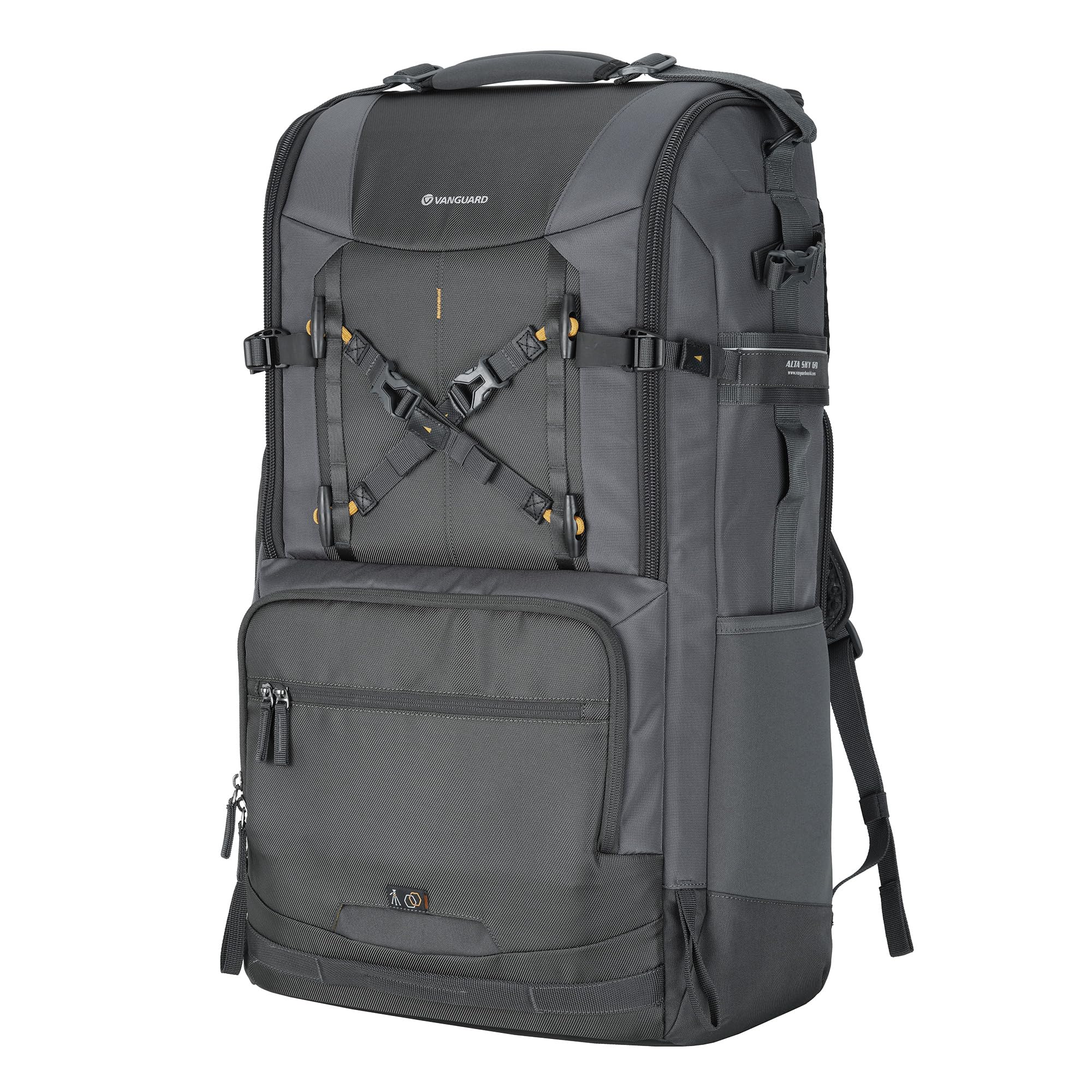 VANGUARD Alta Sky 69 Rucksack, 49 Liter, für bis zu 1200 mm Objektiv und zusätzliche Objektive, Grau