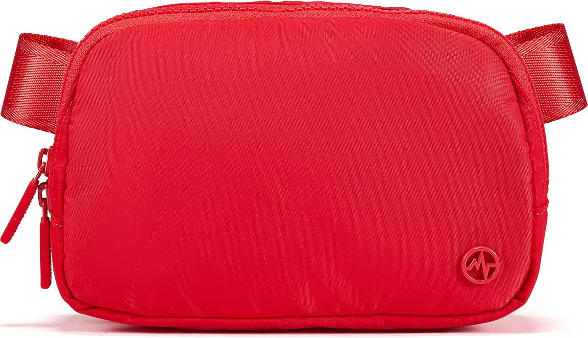 Pander Riñonera de nailon para mujer, bolso bandolera con cremallera bidireccional | Riñonera de nailon de 1 litro con cremallera bidireccional, tres bolsillos interiores de malla y correa ajustable para llevar en la cintura o cruzada