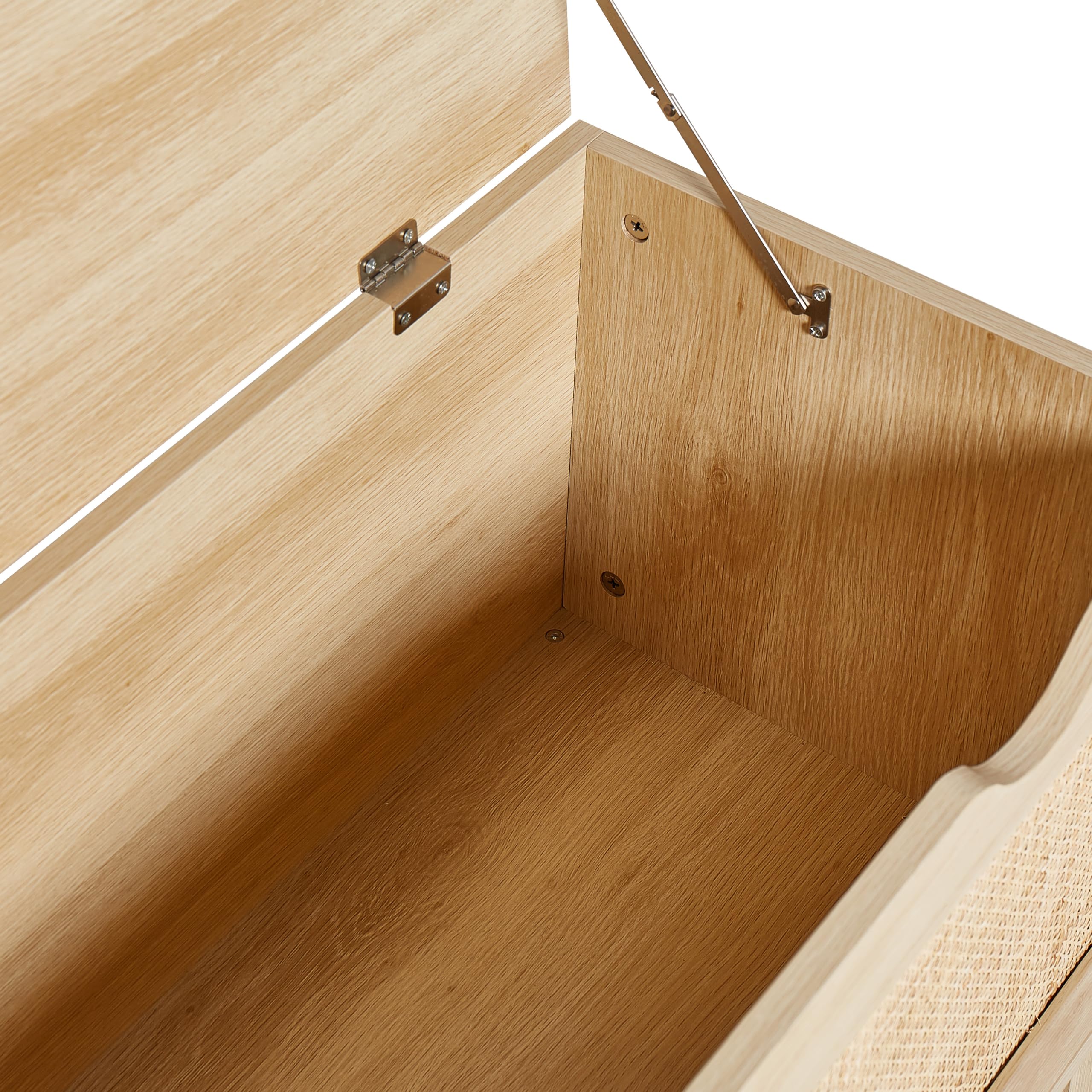 Beliani Banco con almacenaje Boho baúl Madera frentes Trenzados Madera Clara Washington