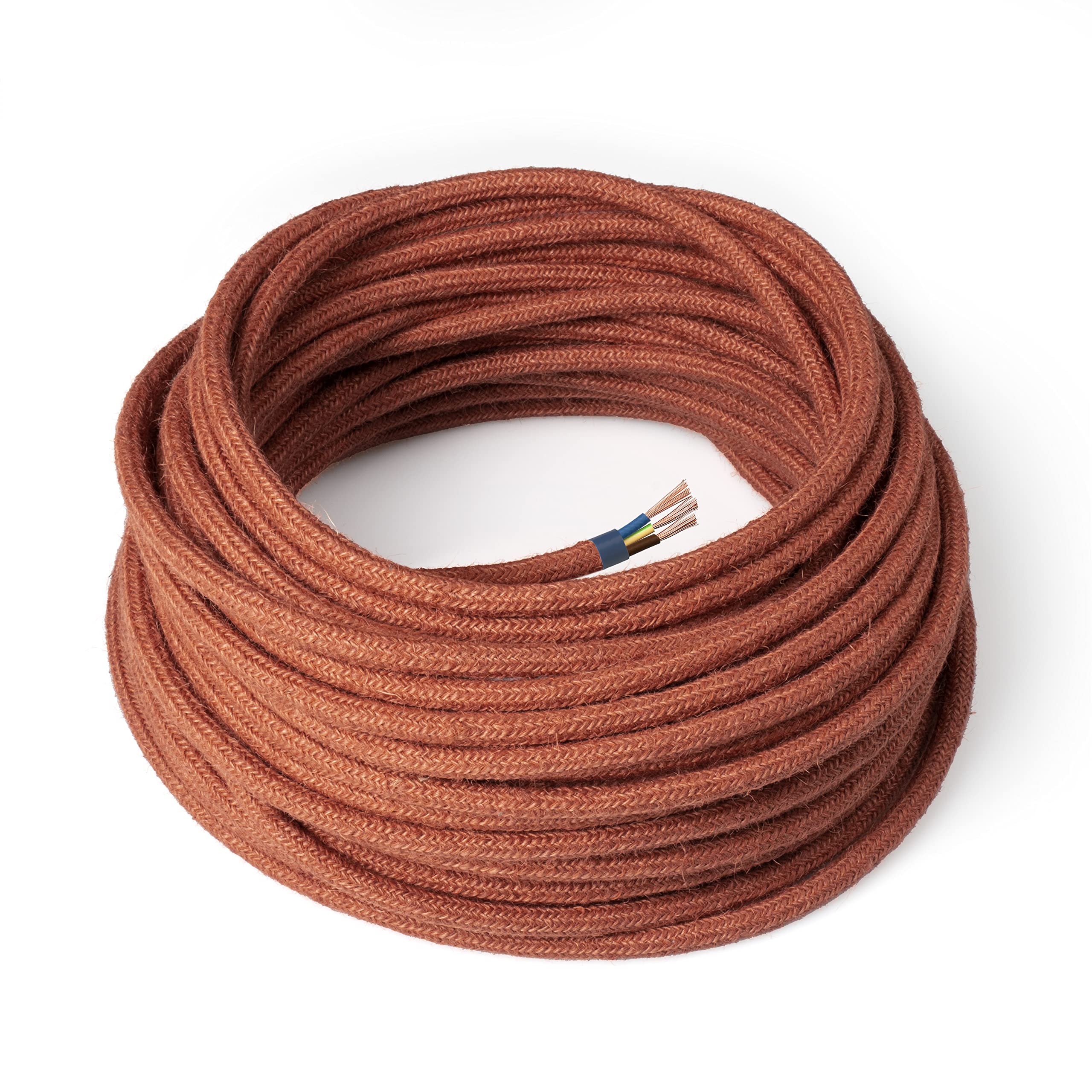 Amarcords - Cable de tela color NEGRO, redondo, seda, 10 metros, con tierra 3x0,75 - Hilo eléctrico textil de color estilo clásico para lámparas bricolaje y iluminación vintage. — view 20