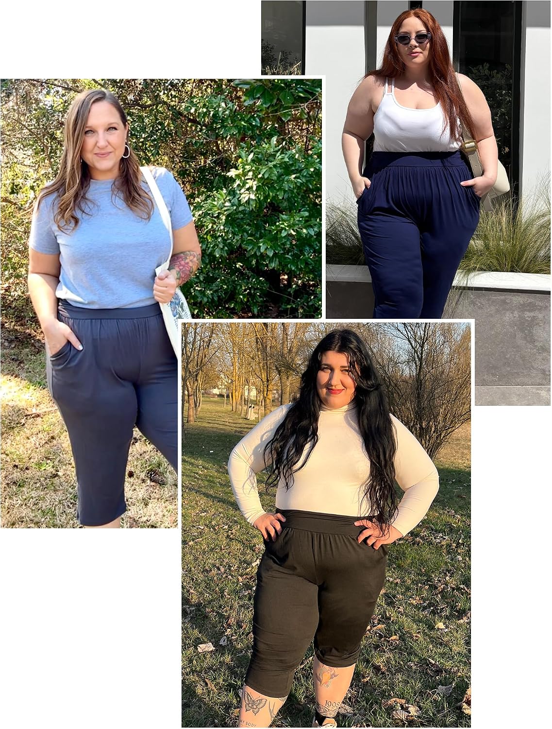 COOTRY Plus Size Capri Pants for Women Summer Loose Yoga Pants Comfy Workout Cropped Pants with Pockets Casual Sweatpants