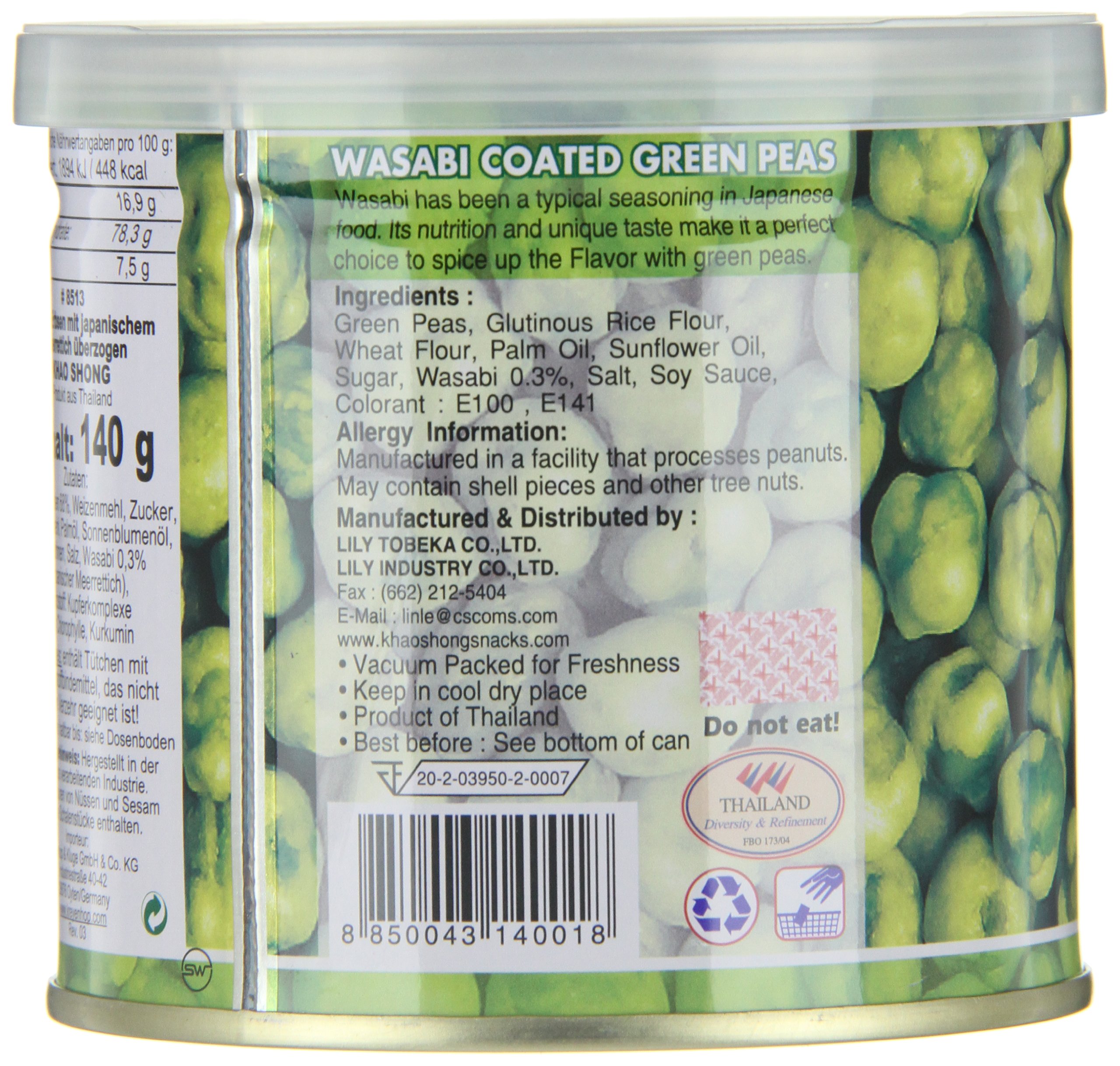 KHAO SHONG, Guisante deshidratado (Verde) - 12 de 140 gr. (Total 1680 gr.)