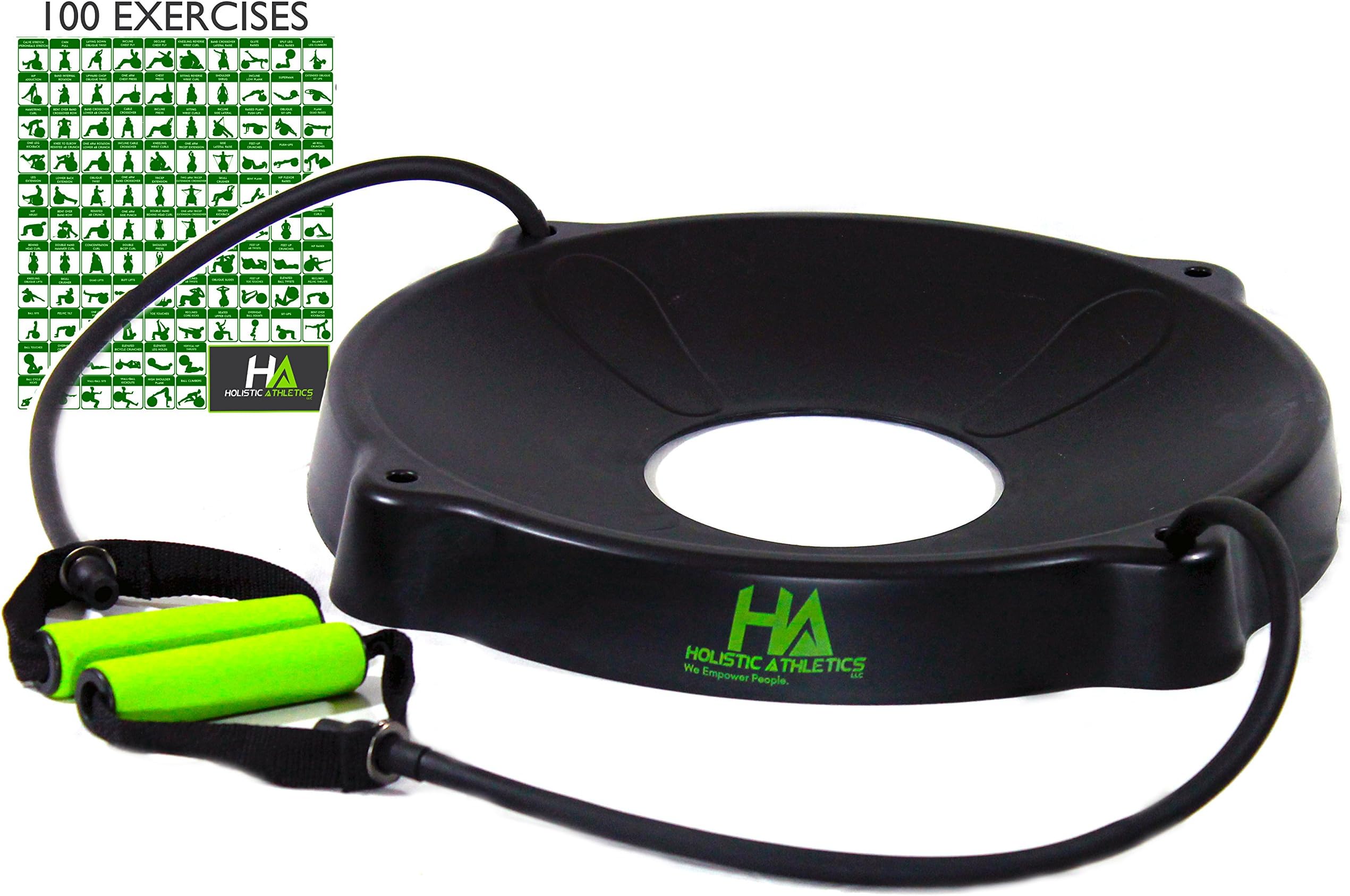 Trainer's Choice Yoga Fitness Exercise Ball Base - 2 HQ Comfort Grip Resistance Bands - FITS 55-85cm - Free 100+ Digital Download Exercise Starter Guide
