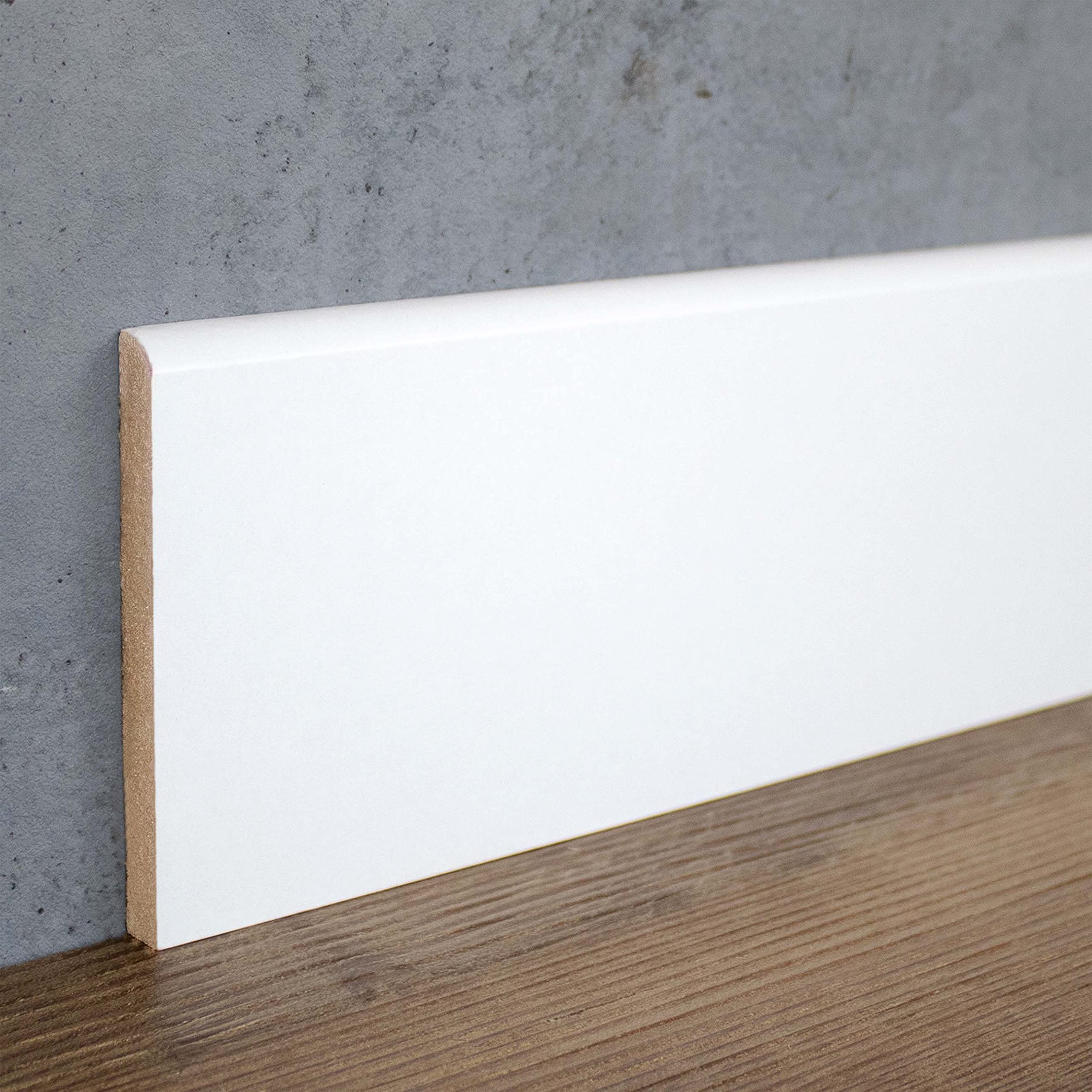 PROVISTON | Listwa przypodłogowa | zaokrąglony profil | 10 x 100 x 2000 mm | folia MDF | biała | nowoczesna listwa przypodłogowa | 2 metry
