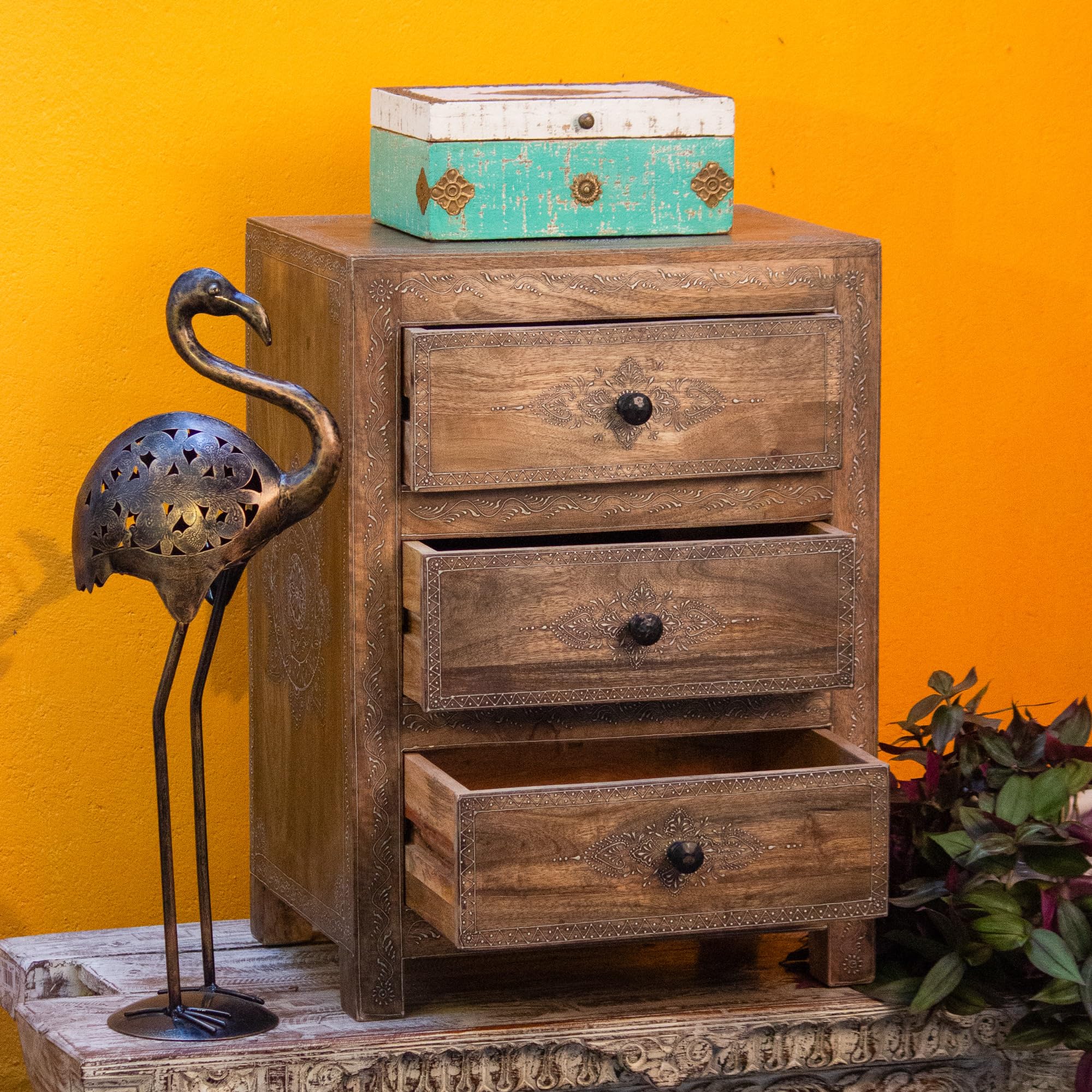 Indune Lifestyle Vintage Hand Painted Wooden Chest of Drawers-image-17