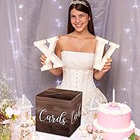 Vista 4 de AWSICE Caja de tarjetas con patrón de madera – 1 juego de caja de recepción de tarjetas para regalo sobre dinero – Boda nupcial baby shower