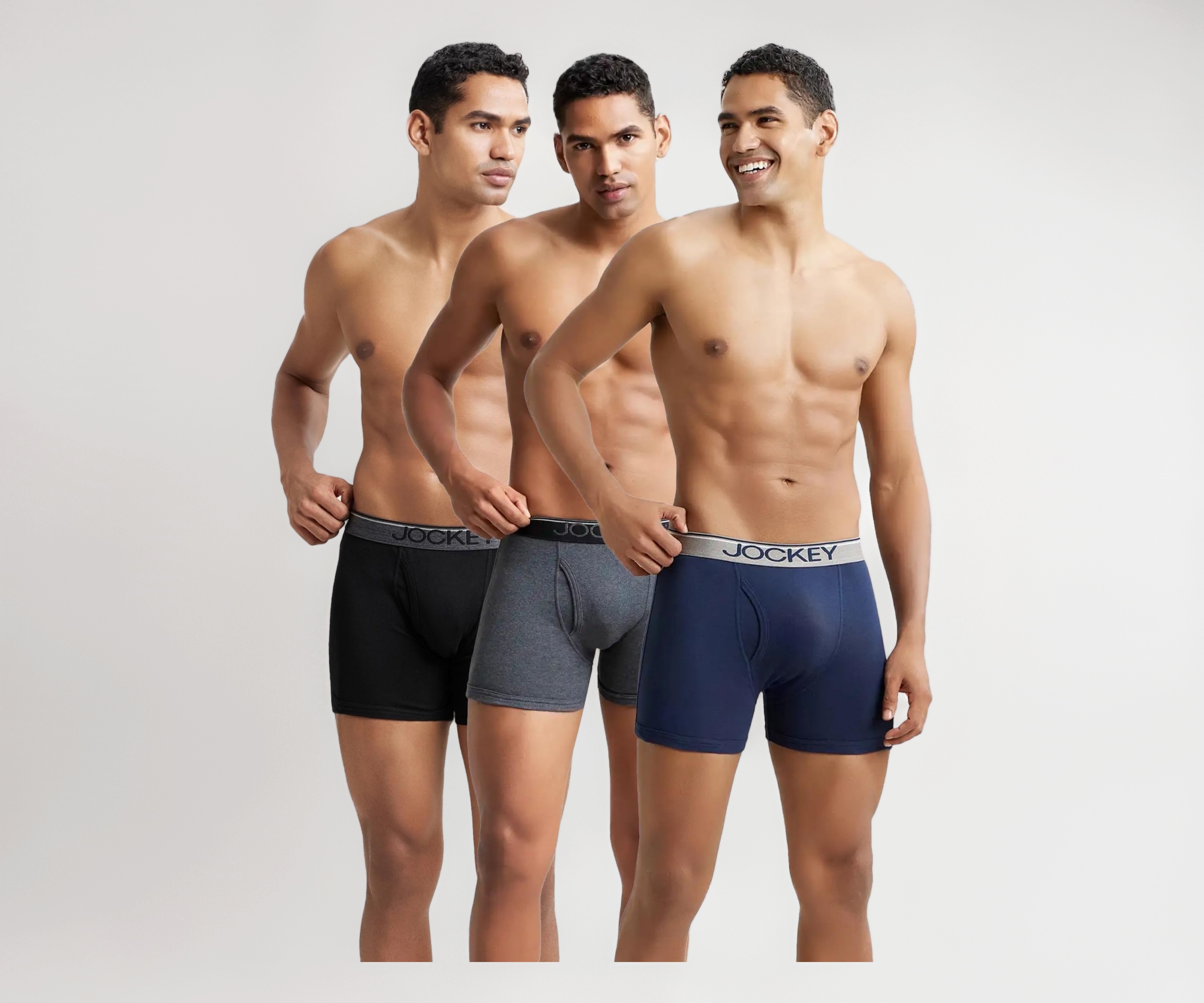 Jockey 8009 Men's Super Combed Cotton Rib Solid Boxer Brief with Ultrasoft Waistband (Pack of 3)