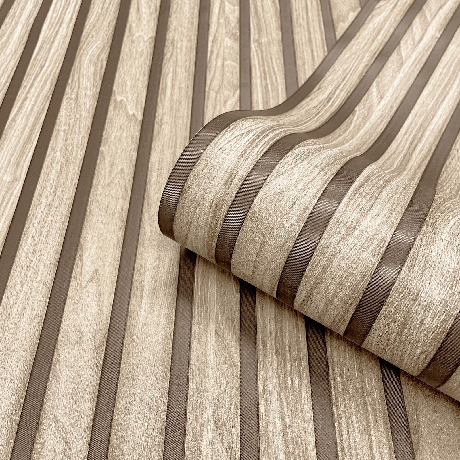 Yöl Light Oak - Sample Sample Wood Slat Effect Wallpaper Light Oak Textured Heavyweight Vinyl