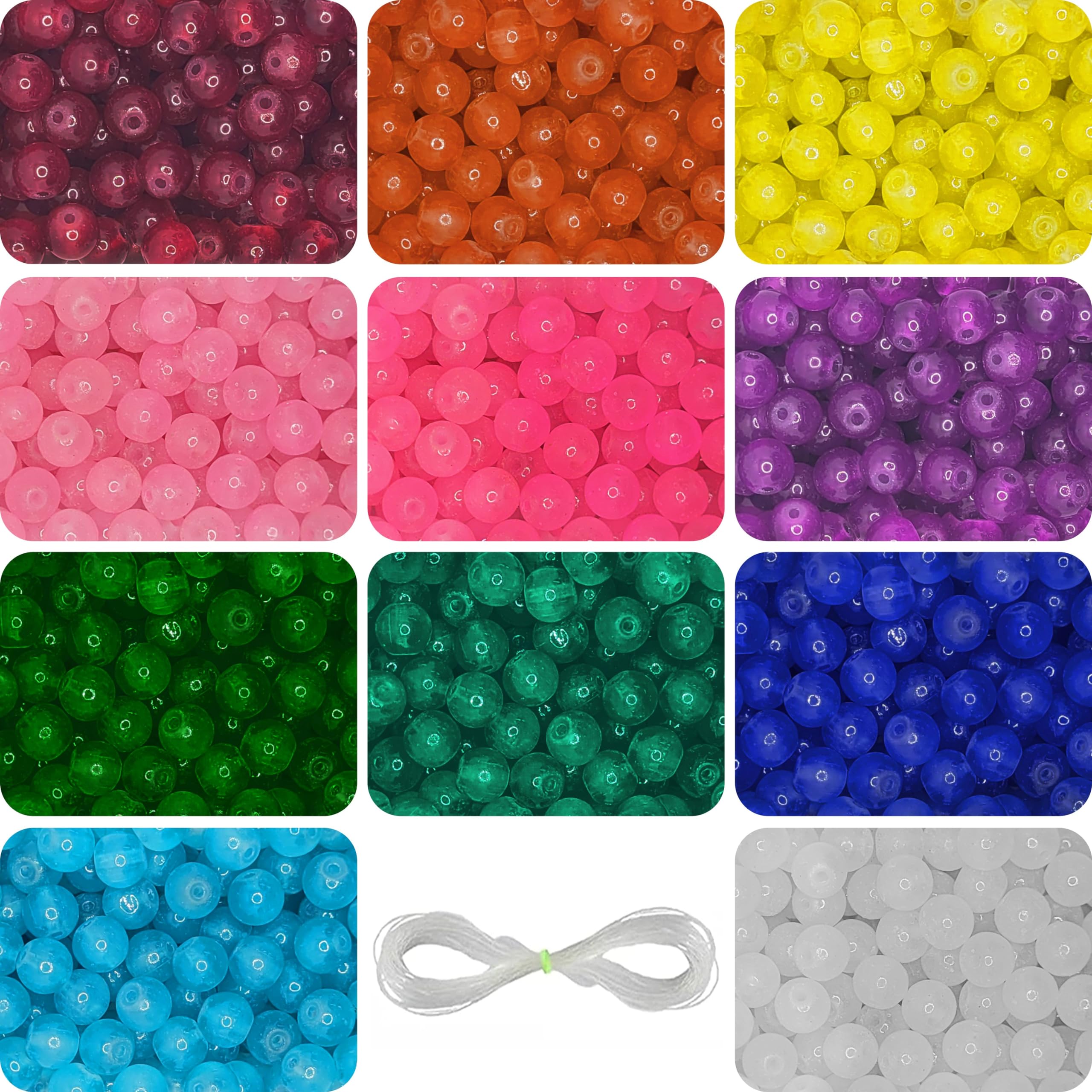 INDIKONB Glass Pearl Beads - Multicolour Round Beads for Craft and Jewelry Making (8mm, Pack of 275) - Colours as per Availability