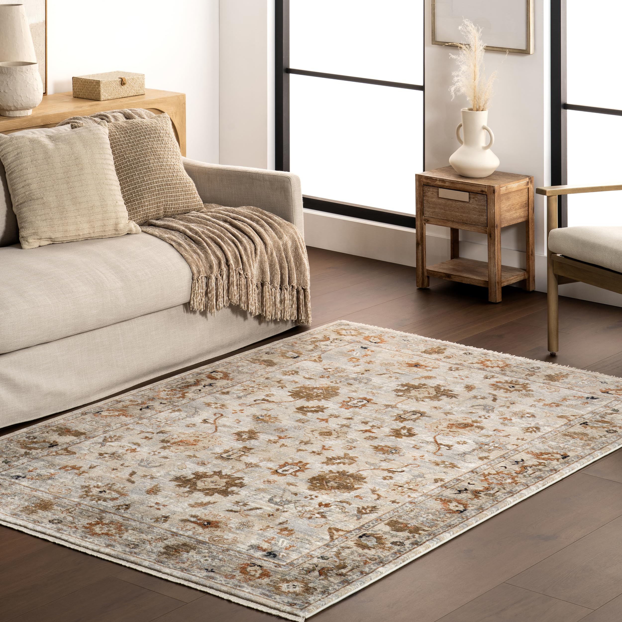 Tapis de couloir vintage nuLOOM Mylah ivoire et rouille pour entrée chic
