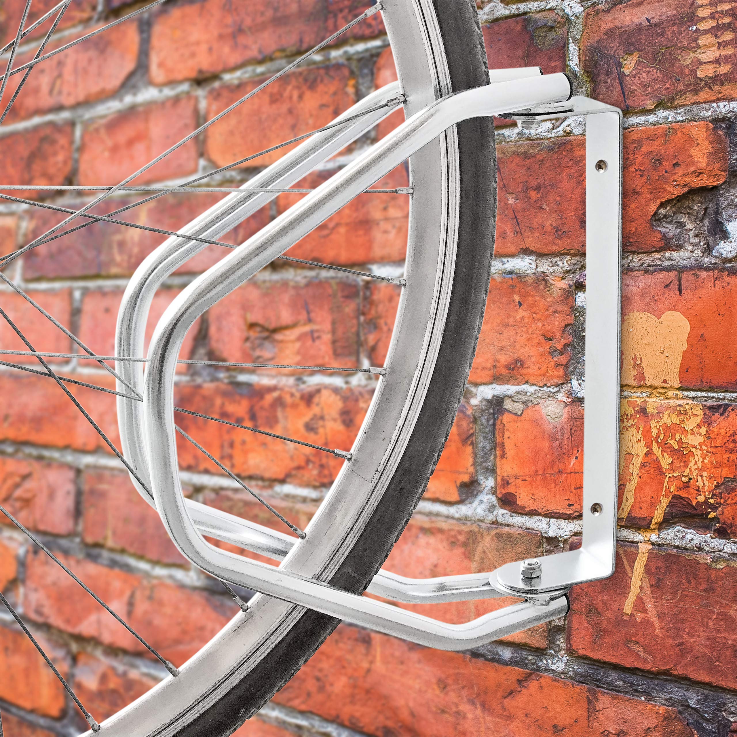 Relaxdays Soporte de Pared para 1 Bicicleta, galvanizado, Ajustable, Altura 32,5 x 9 x 28,5 cm, Color Plateado