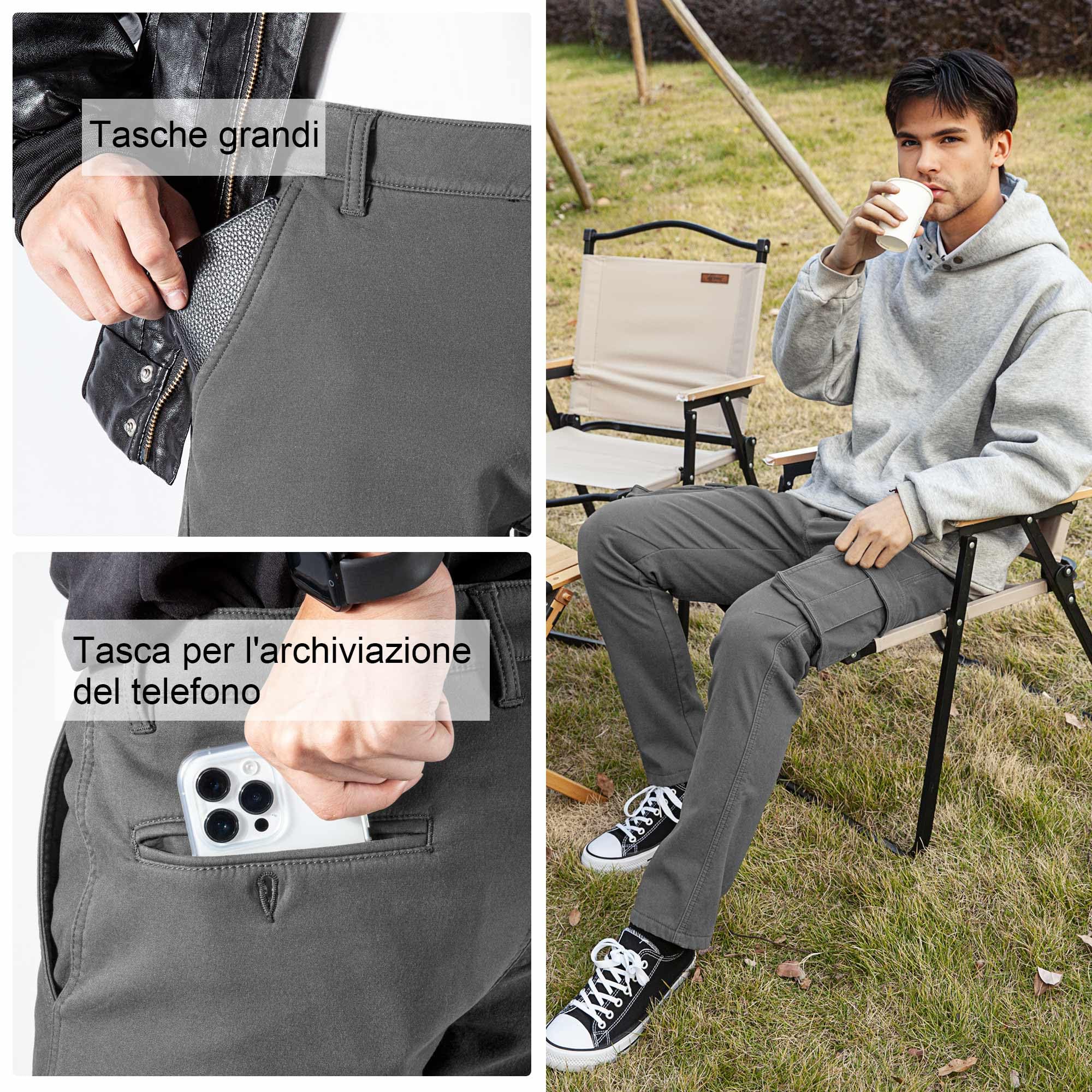 RE&X JEANS COUTURE Pantaloni Cargo Uomo Pantaloni da Lavoro Uomo Cargo Moto Invernali Impermeabili Uomo Pantaloni