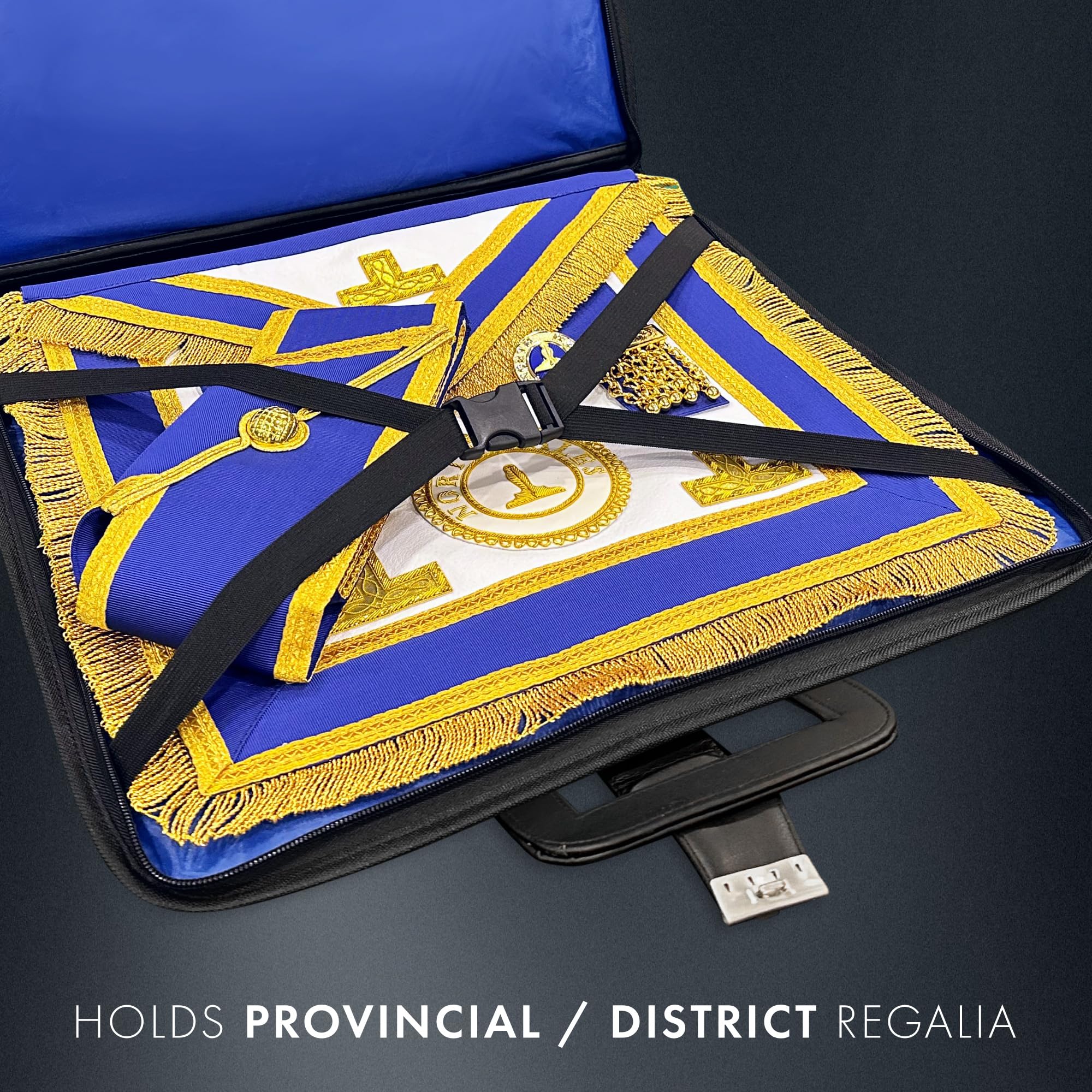 THE MASONIC COLLECTION Freemasons Provincial - Funda blanda con diseño de maletín - Fabricado con piel sintética - Resistente al agua - Accesorio de regalo para hombre, Black, 48.5cm x 42.5cm x 2cm