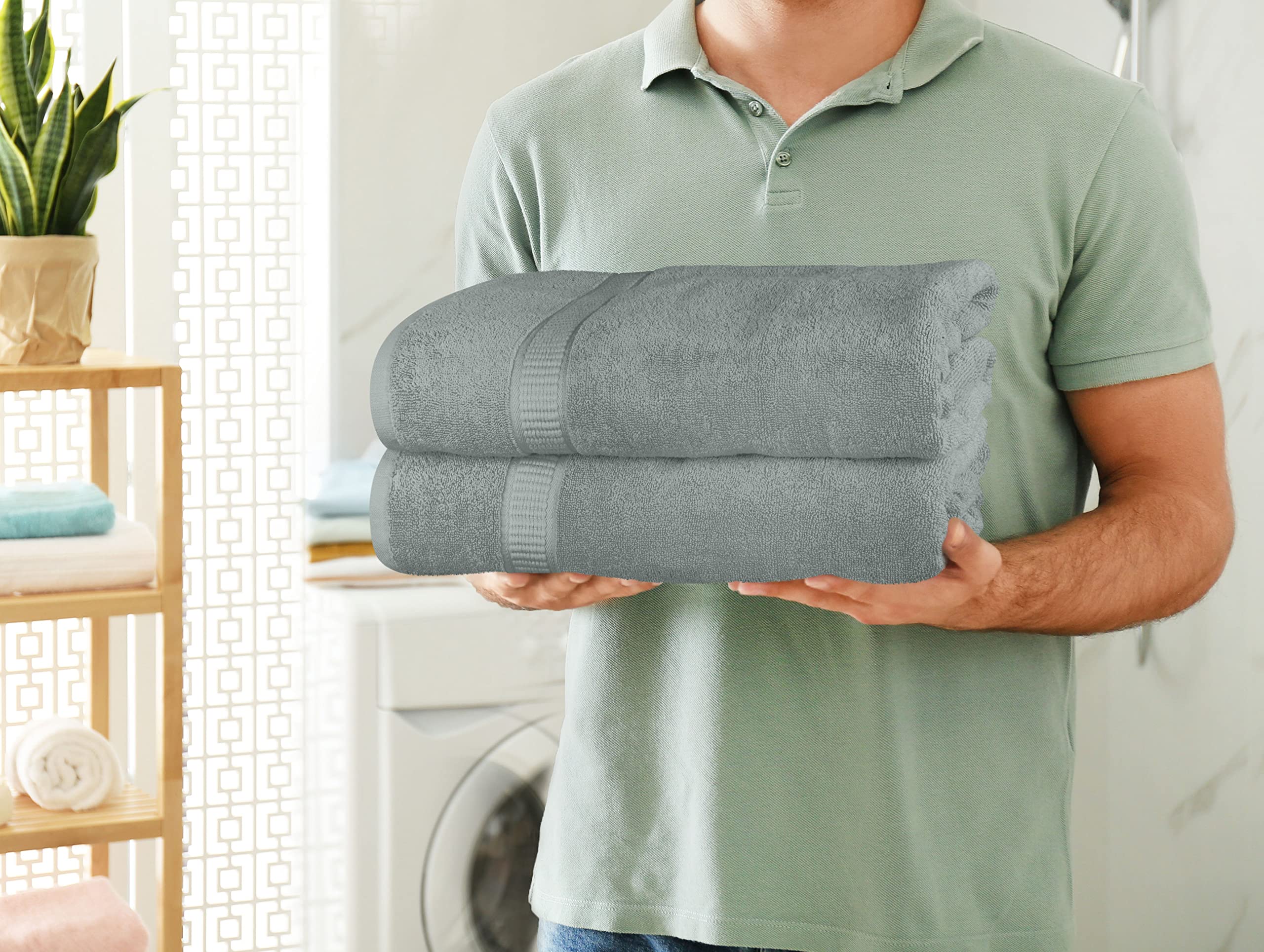 Utopia Towels - Luxurious Jumbo Bath Sheet 2 Piece - 600 GSM 100% Ring Spun Cotton Highly Absorbent and Quick Dry Extra Large Bath Towel - Soft Hotel Quality Towel (35 x 70 Inches, Cool Grey)