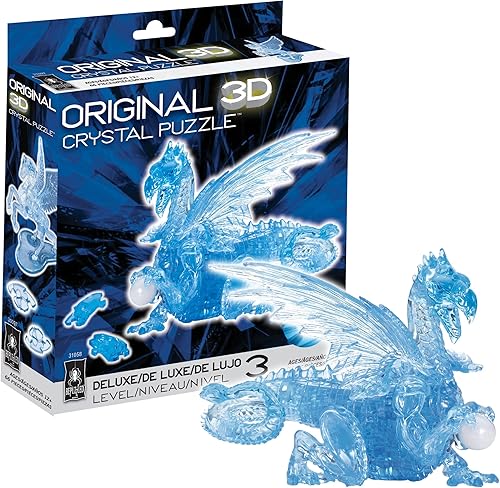 BePuzzled, Dragon Deluxe - Rompecabezas de cristal 3D original, perfecto para rompecabezas a partir de 12 años, desafiante de completar y hermoso