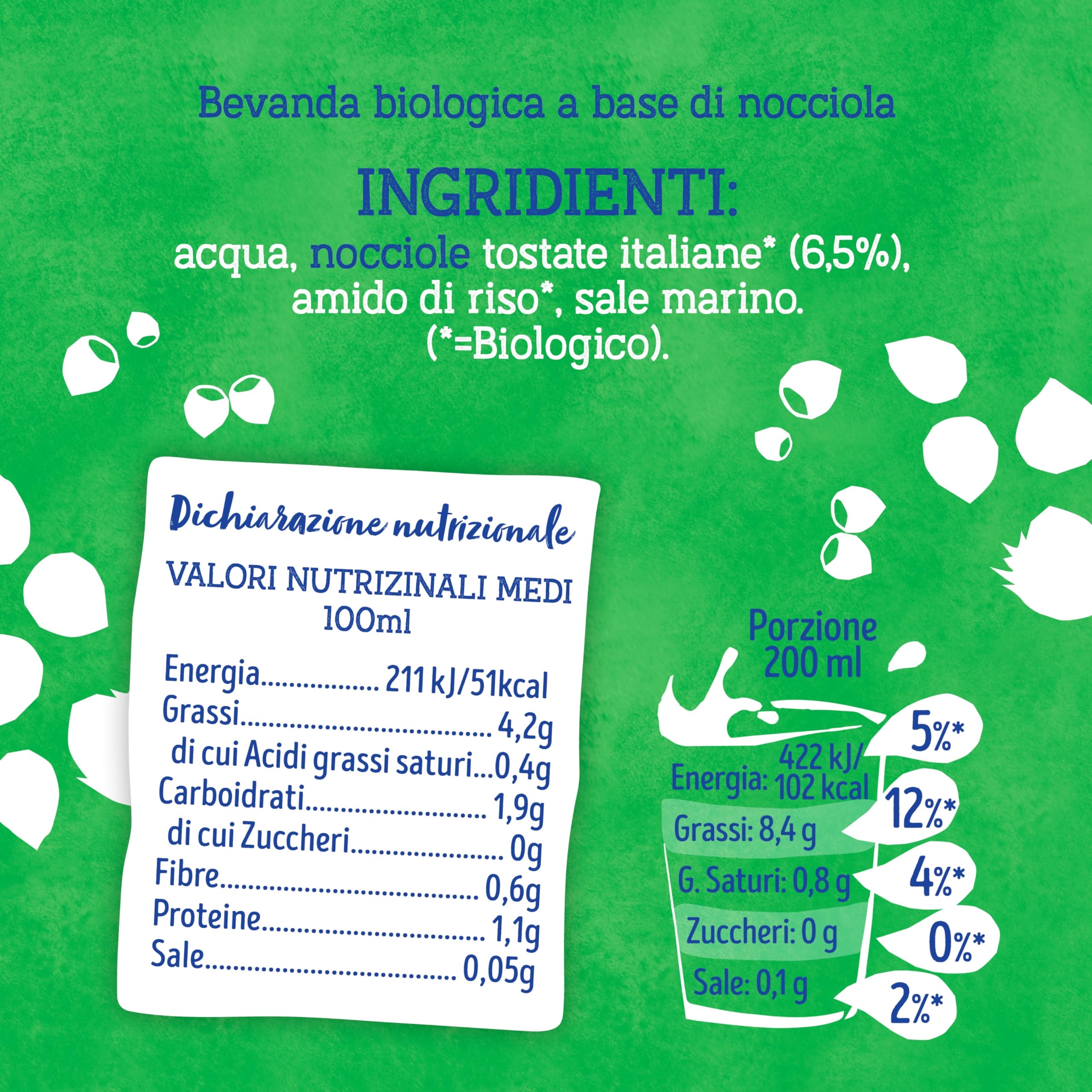 ISOLA BIO Bebida Ecológica Vegetal de Avellanas Pack 6 x 1 L Sin Azúcar Añadido Sin Lactosa Vegano