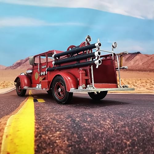 Miniatura 2 de Modelo de camión Retro Fire Diecast Metal Miniature Vehicles Large Fire Fighting Truck Decor Home Antique Truck Decor Automotive Decor 16.4'' de