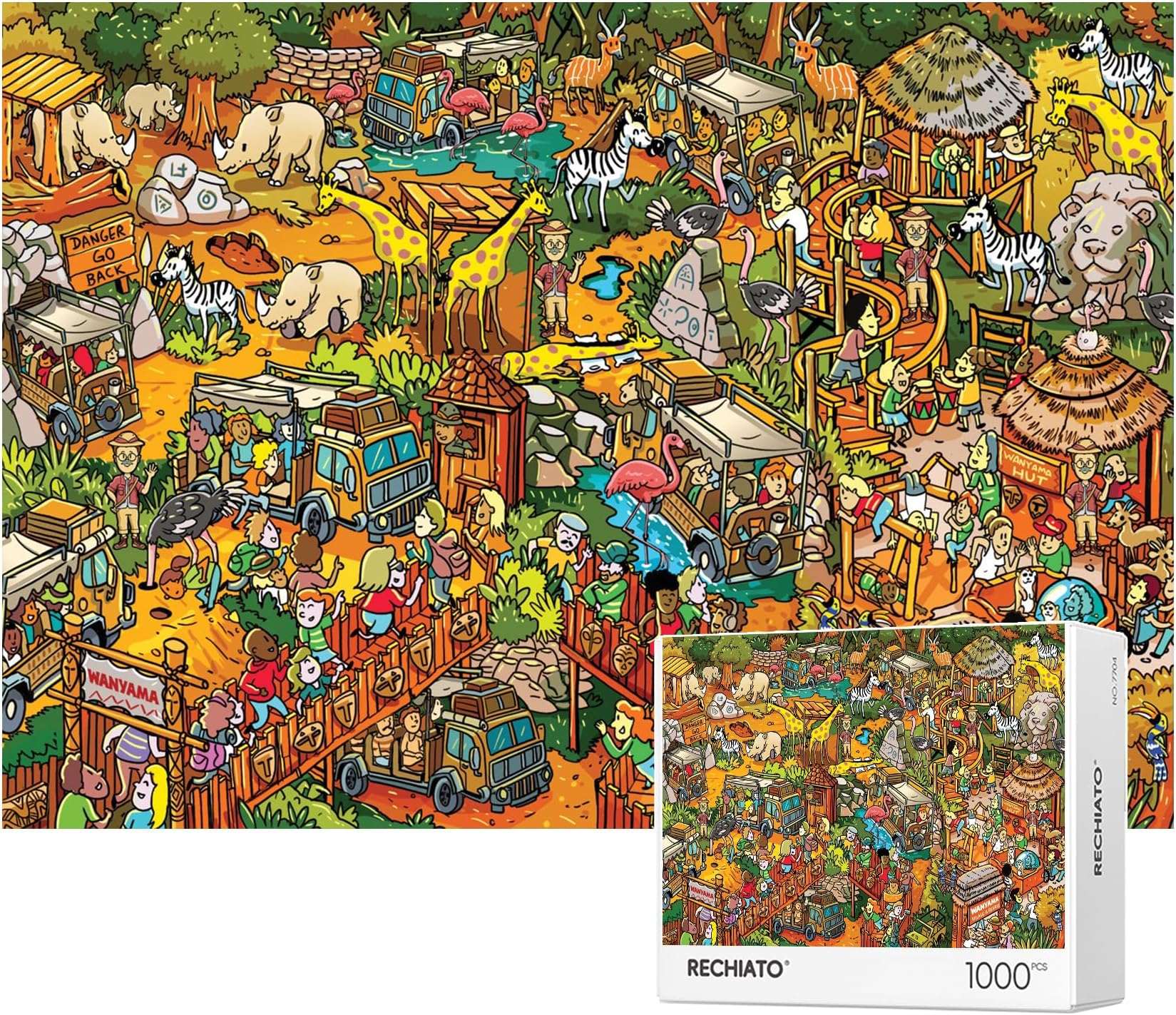 Jigsaw Puzzles for Adults, 1000 Pieces Animal Paradise Puzzle, Cartoon Painting Challenging Puzzles for Family Activity Game Nights Gifts Fidget Stress Relief
