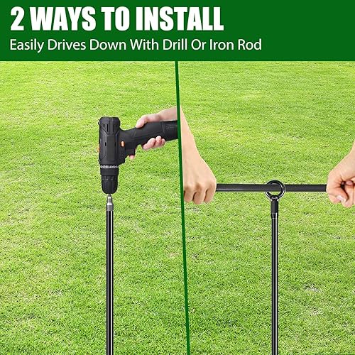 Miniatura 4 de Anclaje de tierra de 18 pulgadas, hoja en espiral de 18 pulgadas, anclajes de tierra resistentes, juego de anclajes de metal para asegurar árboles,