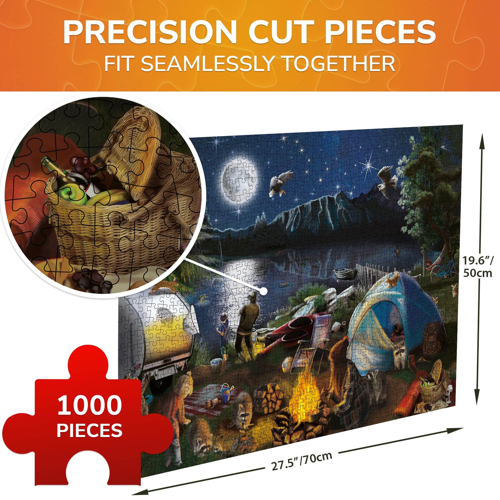 QUOKKA Jigsaw Puzzles 1000 Pieces for Adults - Campfire Activity for Kids Ages 8-12 and Up - Colourful Game Toy for Family - Image 3