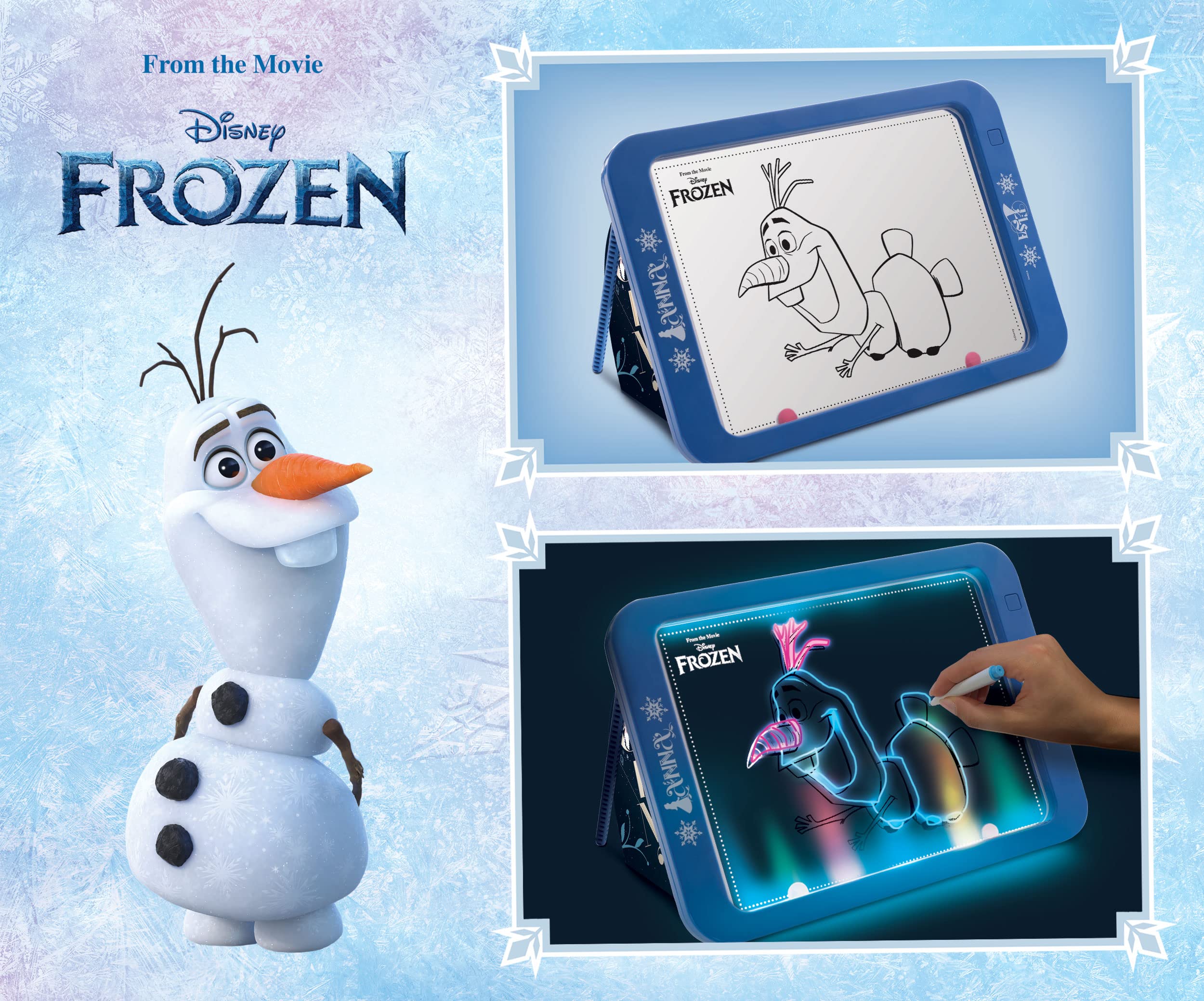 Lisciani Disney Official – Frozen Magic Led Board – Frozen Universum – Elsa i Anna – rozmiar 43 x 27 cm – wielokolorowa – z magicznym filcem – wspiera kreatywność i wyobraźnię