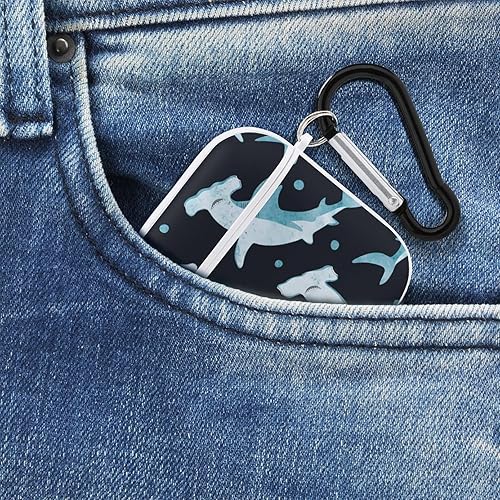 Miniatura 8 de Hammerhead Sharks in Night - Funda rígida compatible con AirPods 1 y 2, caja protectora de almacenamiento, divertida impresión