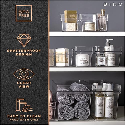 Miniatura 7 de BINO Contenedores de almacenamiento de plástico, pequeños y poco profundos THE HANDLER COLLECTION Contenedores organizadores multiusos