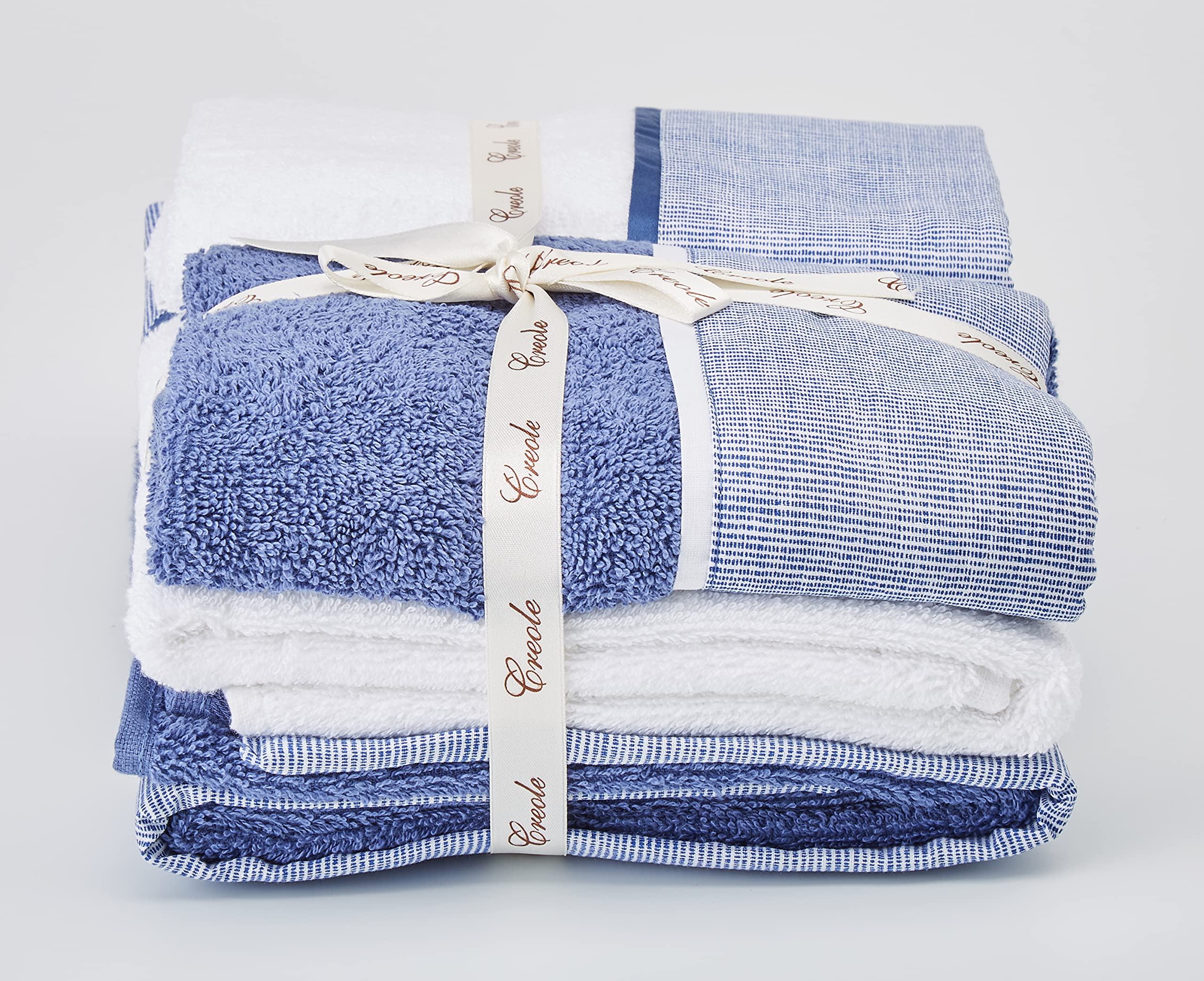 Set Asciugamani Da Bagno Riga Creta - 4 Pezzi, 100% Cotone, Made In Italy - Foto 7