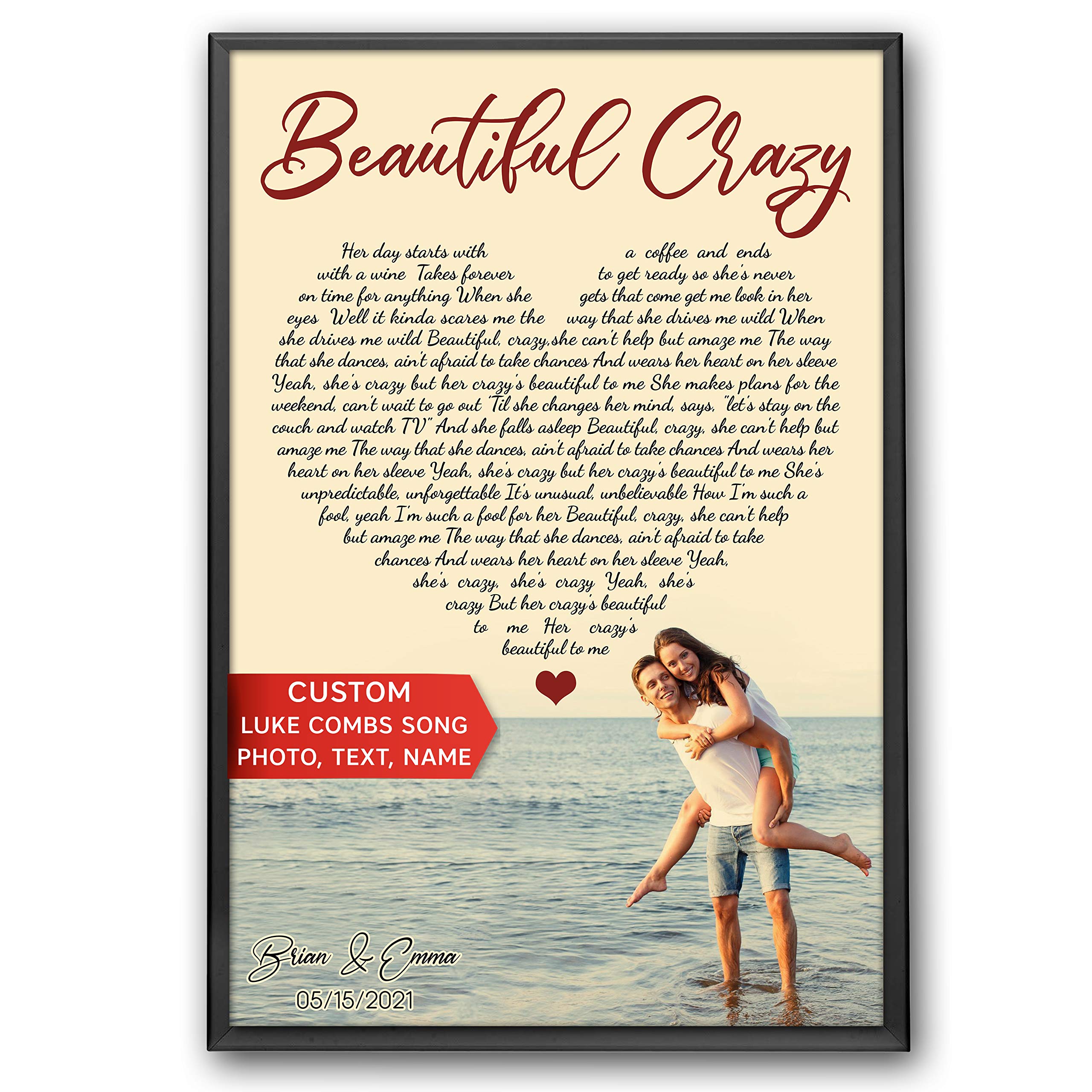 Creatory Beautiful Lyrics Song Poster Crazy Music Print Wall Art